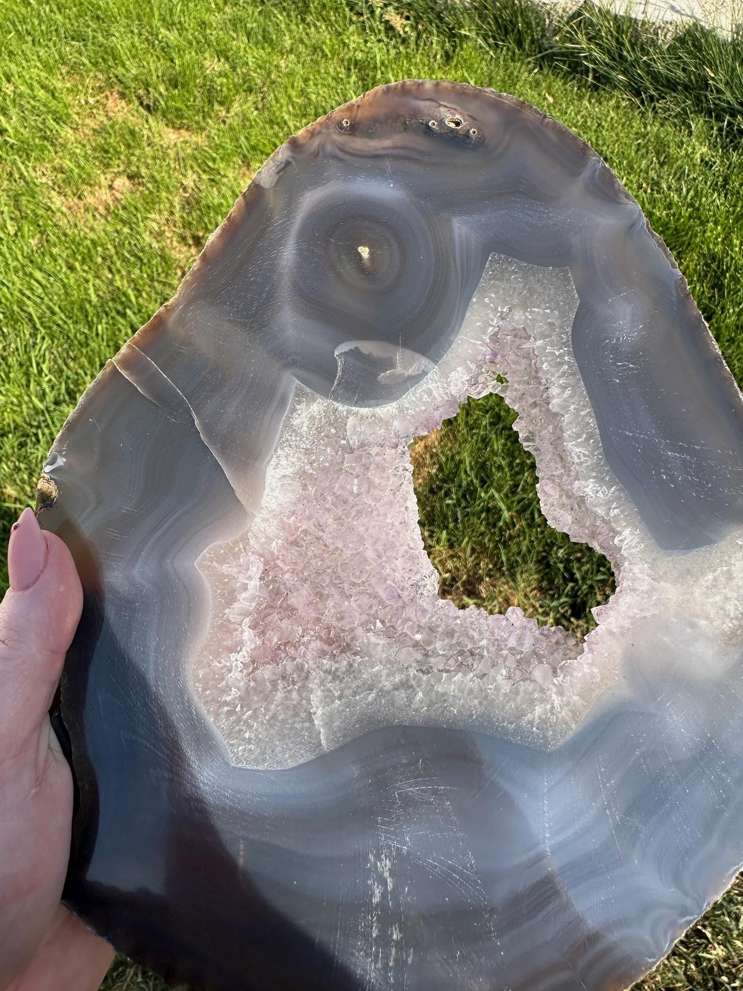 Druzy Agate Slab – 9.4 Inches Long, 2 lb 7 oz