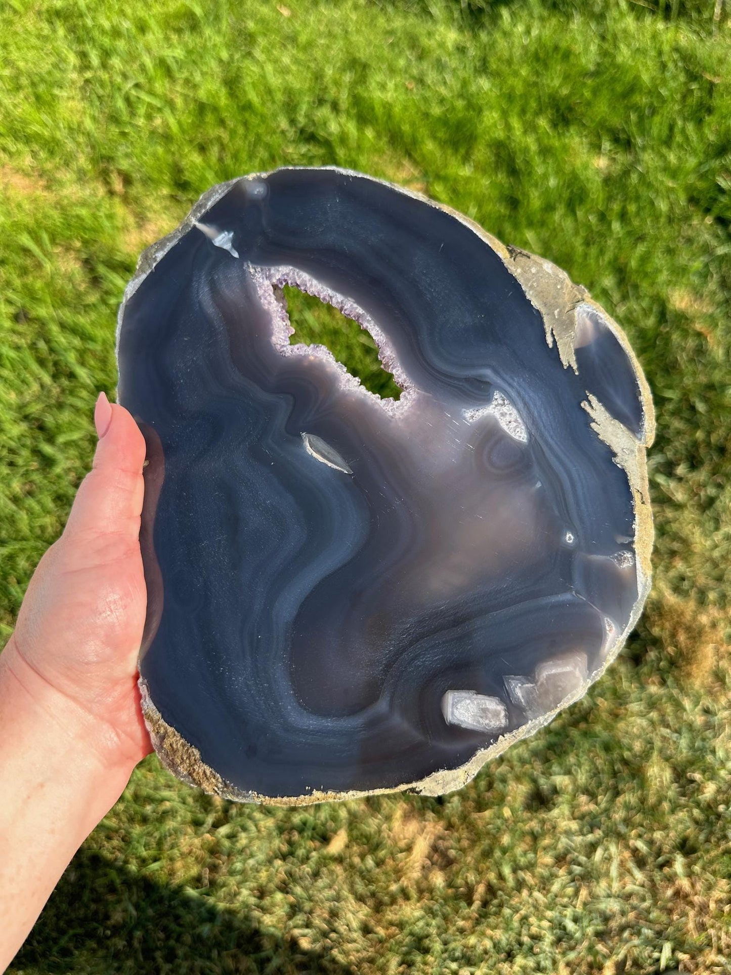 Druzy Agate Slab – 10 Inches Long, 3 lb 11 oz – Unique Healing Crystal