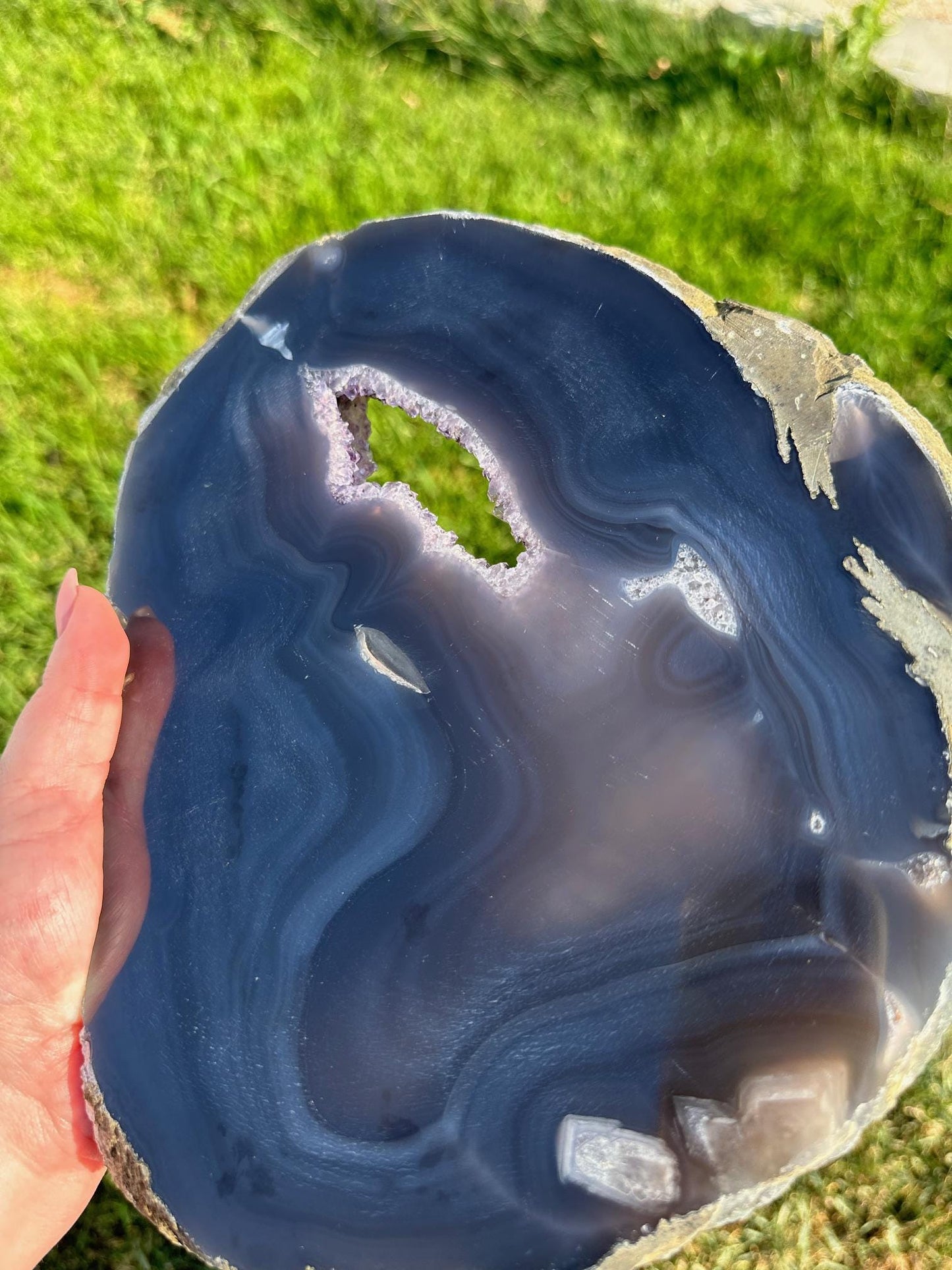 Druzy Agate Slab – 10 Inches Long, 3 lb 11 oz – Unique Healing Crystal