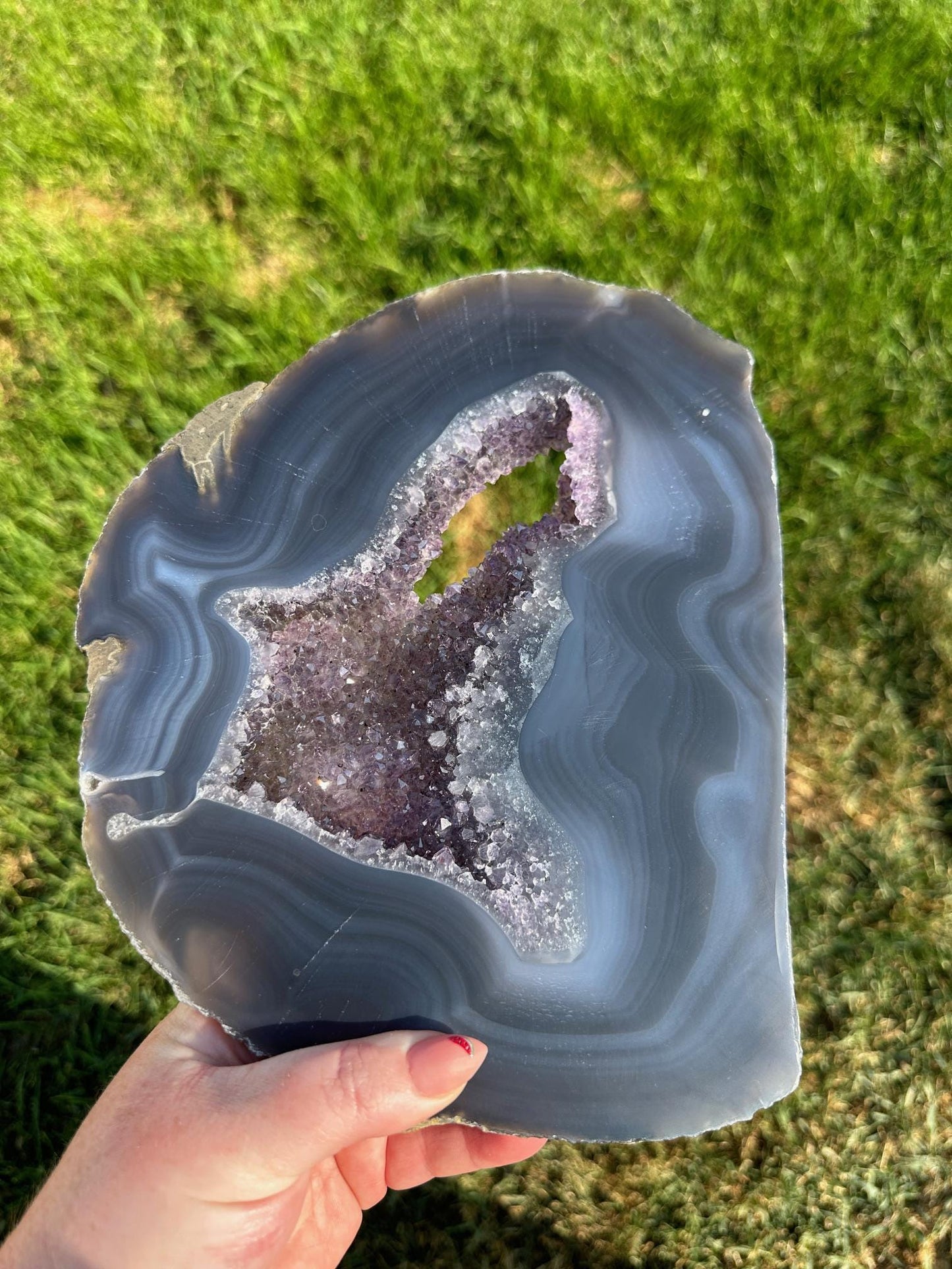 Druzy Agate Slab – 10 Inches Long, 3 lb 11 oz – Unique Healing Crystal