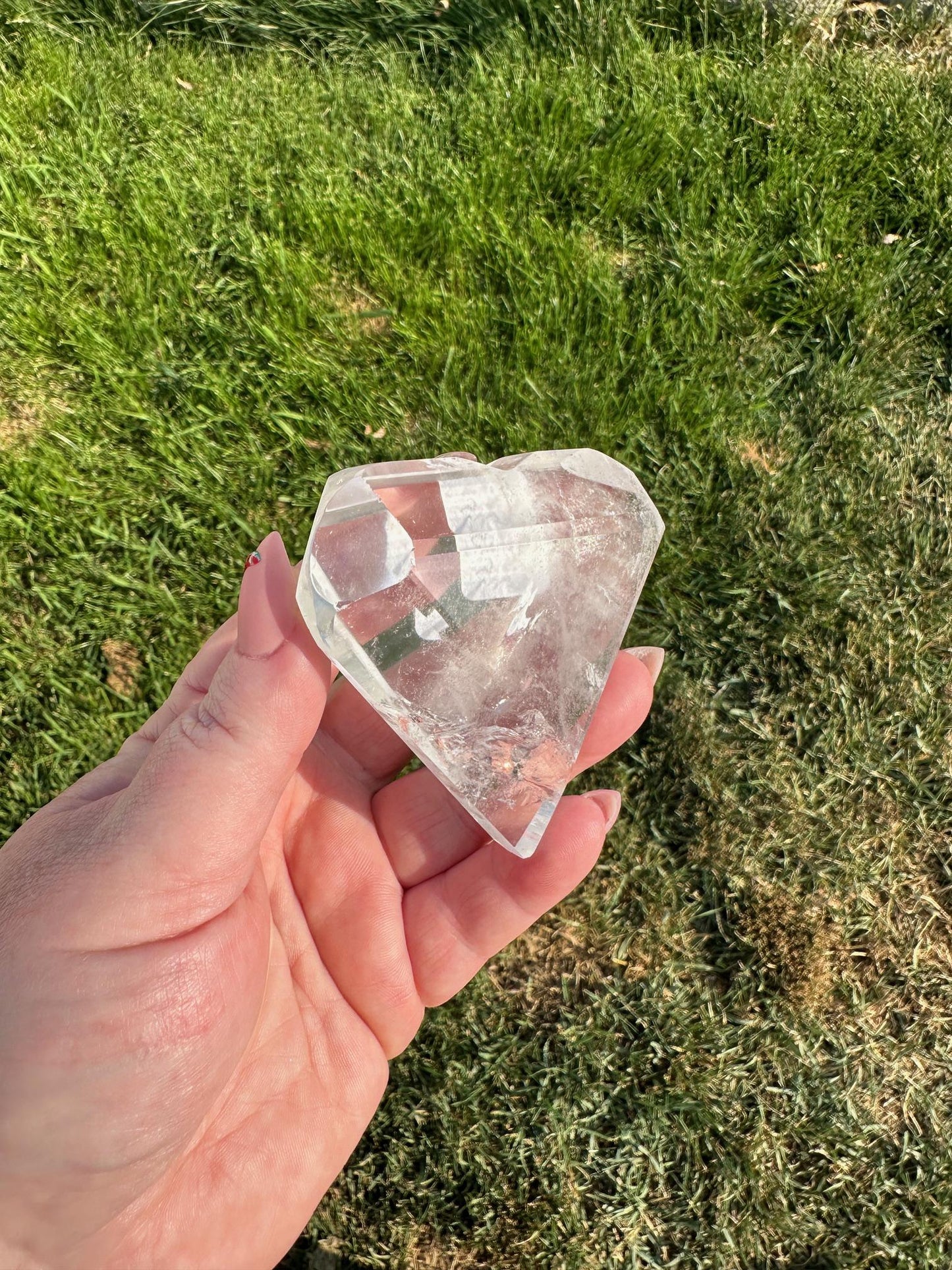 Faceted Quartz Heart – Extra Quality from Brazil – 2.7 Inches, 6 oz – Premium Healing Crystal