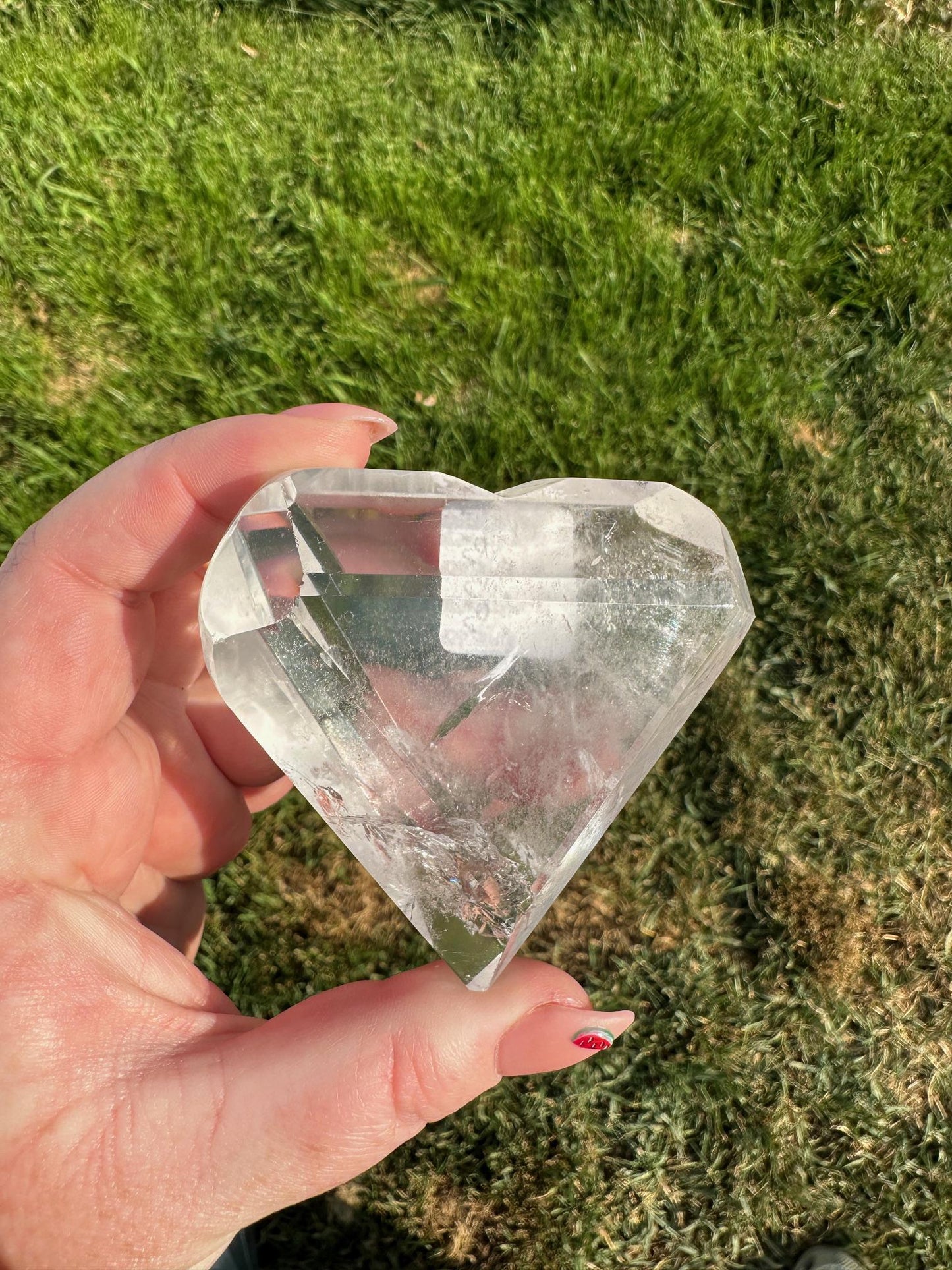 Faceted Quartz Heart – Extra Quality from Brazil – 2.7 Inches, 6 oz – Premium Healing Crystal