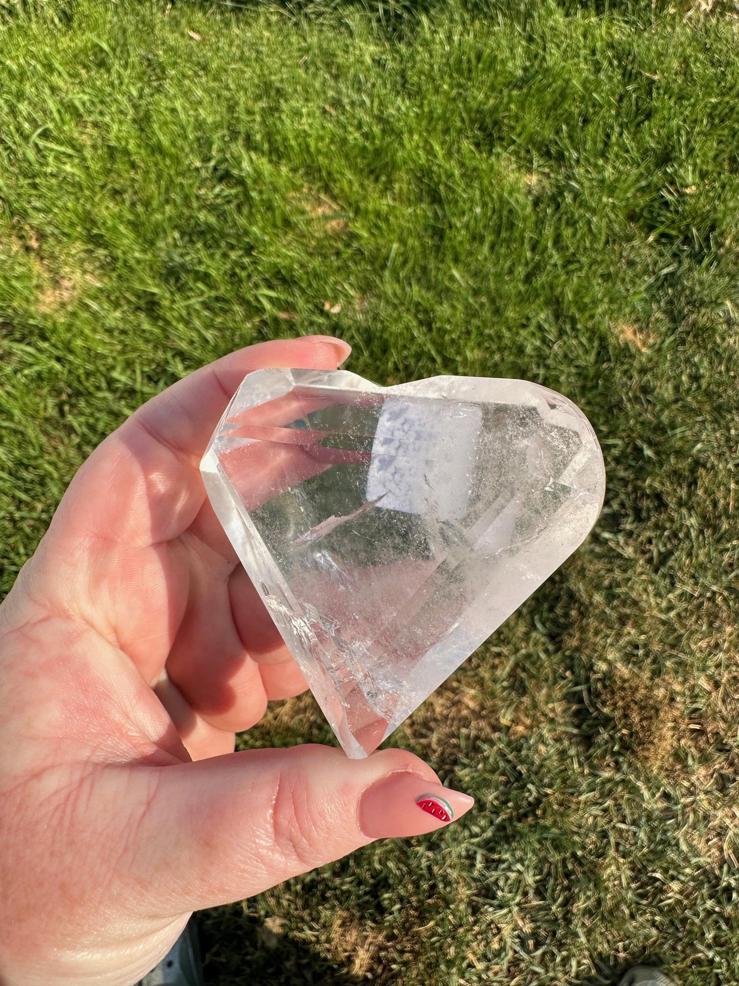 Faceted Quartz Heart – Extra Quality from Brazil – 2.7 Inches, 6 oz – Premium Healing Crystal