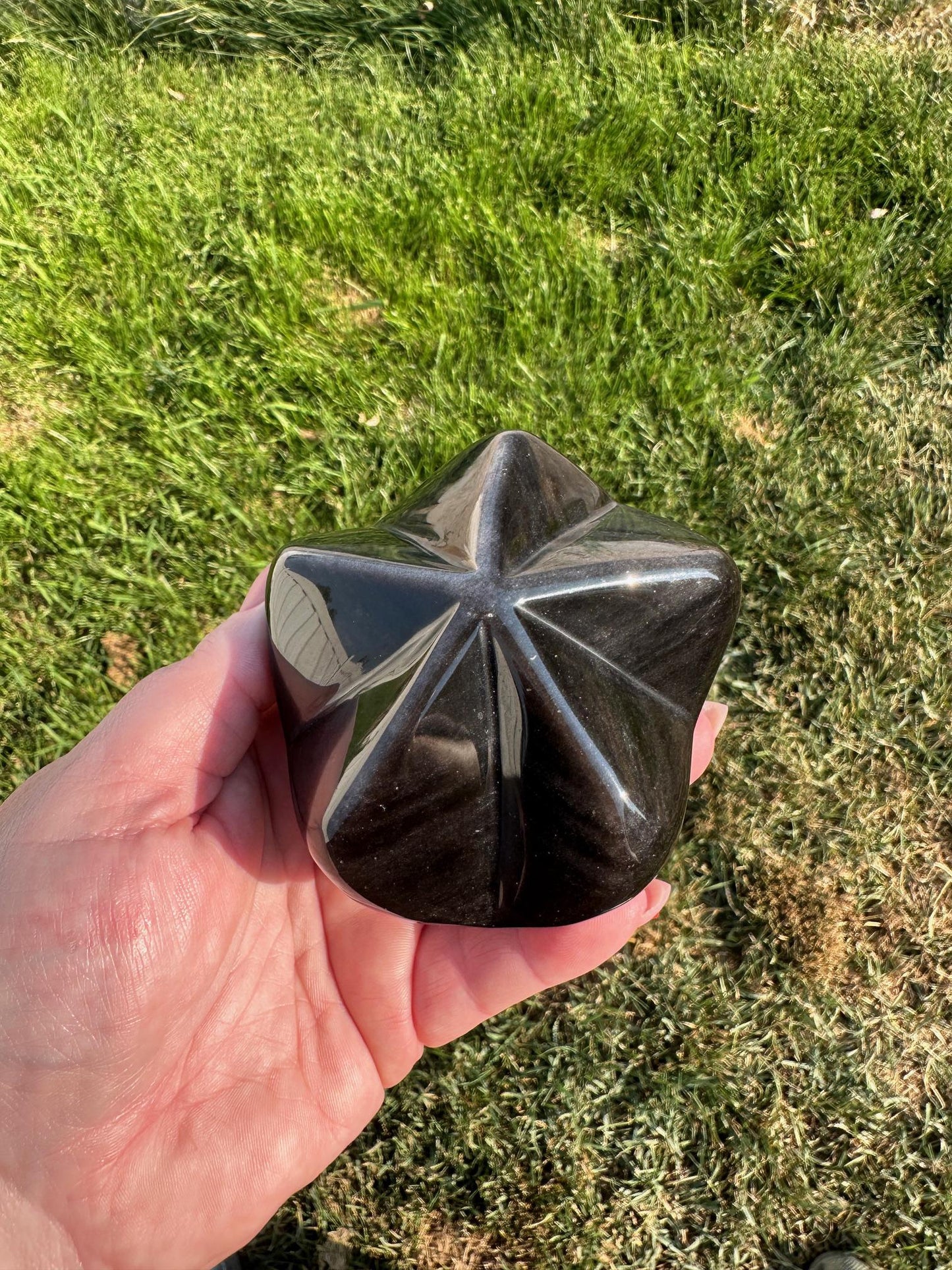 Silver Sheen Obsidian Carving – 3.5 Inches, 12 oz – Unique Healing Crystal Sculpture