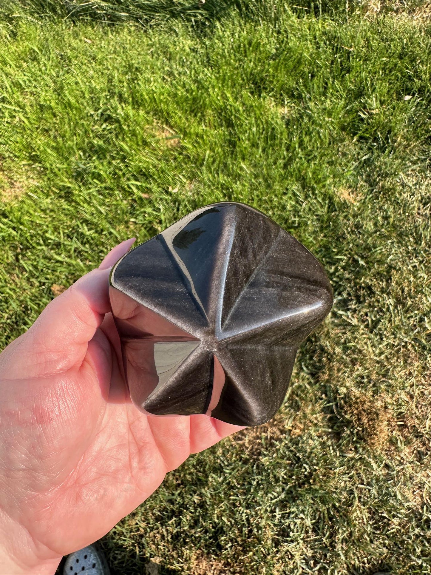 Silver Sheen Obsidian Carving – 3.5 Inches, 12 oz – Unique Healing Crystal Sculpture