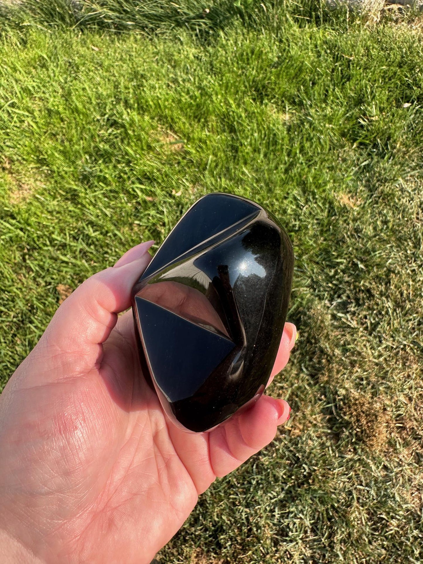 Silver Sheen Obsidian Carving – 3.5 Inches, 12 oz – Unique Healing Crystal Sculpture