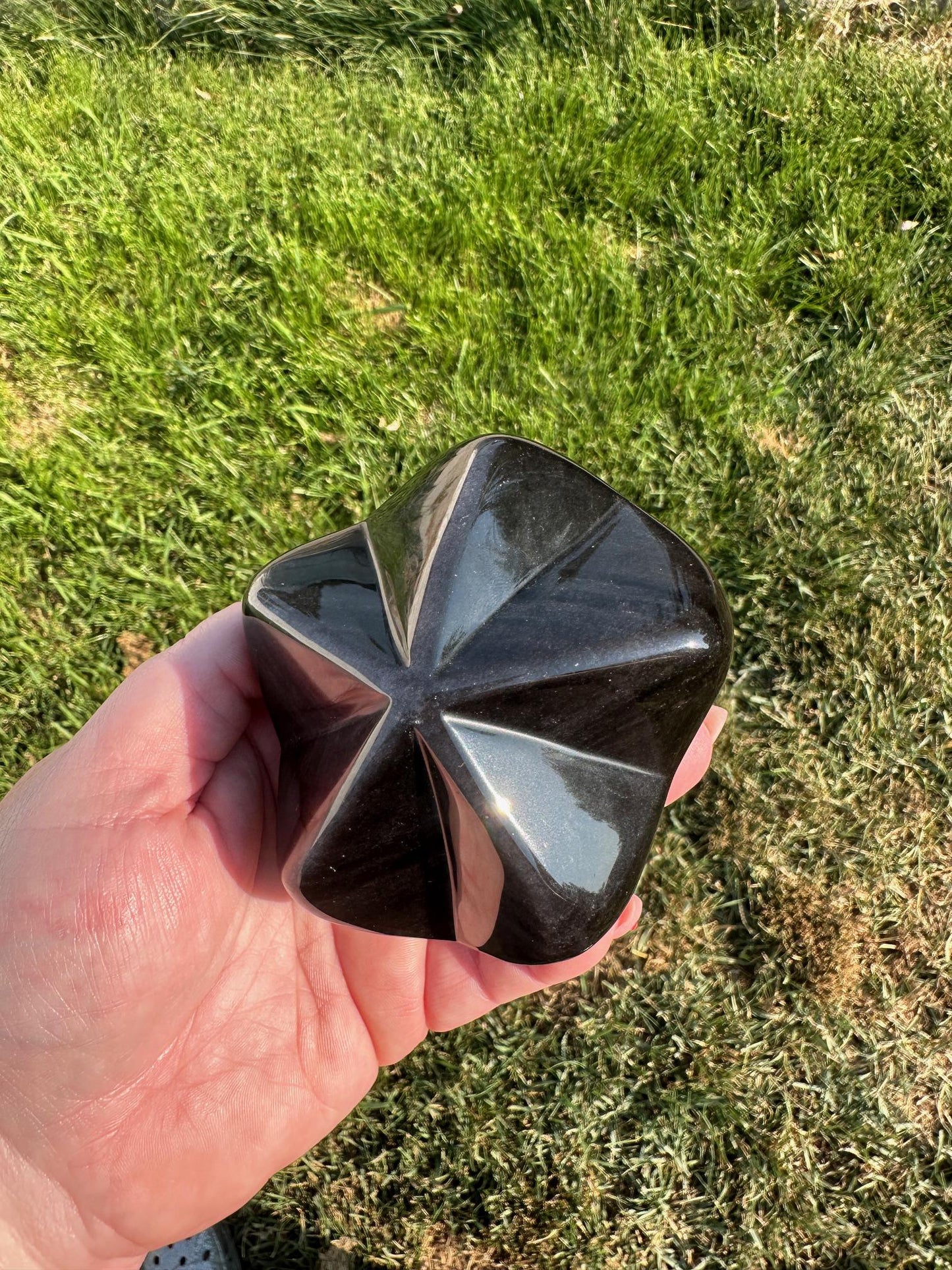 Silver Sheen Obsidian Carving – 3.5 Inches, 12 oz – Unique Healing Crystal Sculpture