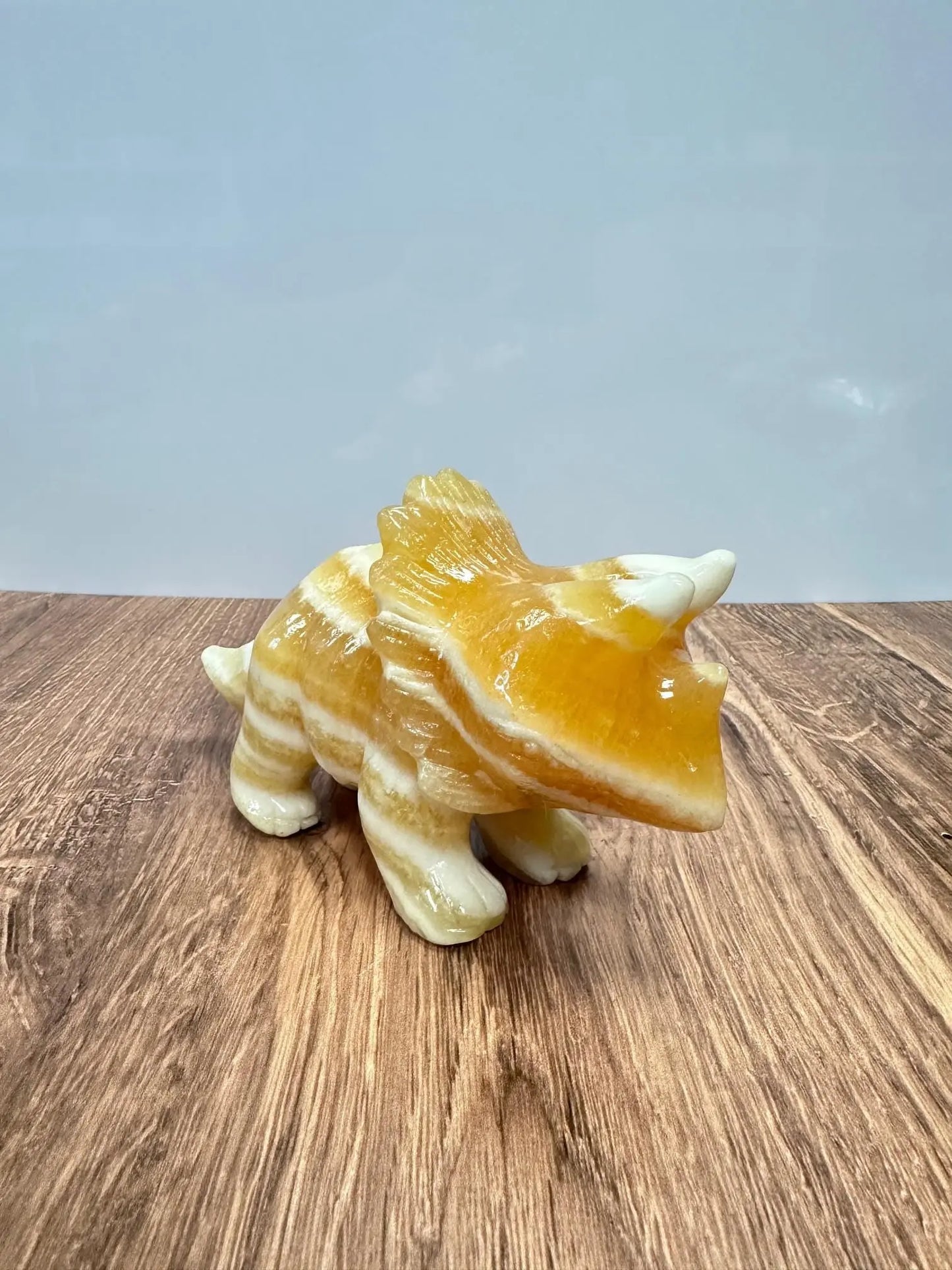 Orange Calcite Triceratops Crystal Carving Oakriver Crystals