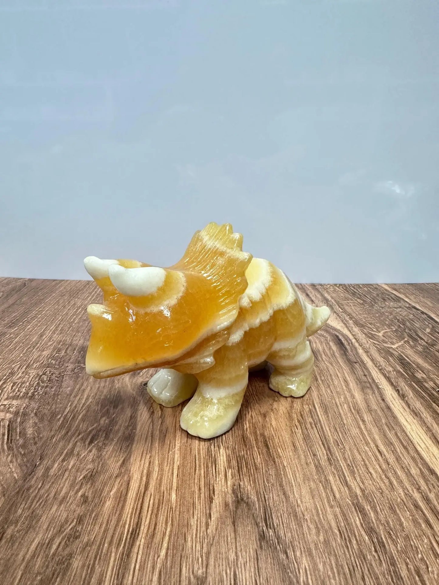 Orange Calcite Triceratops Crystal Carving Oakriver Crystals