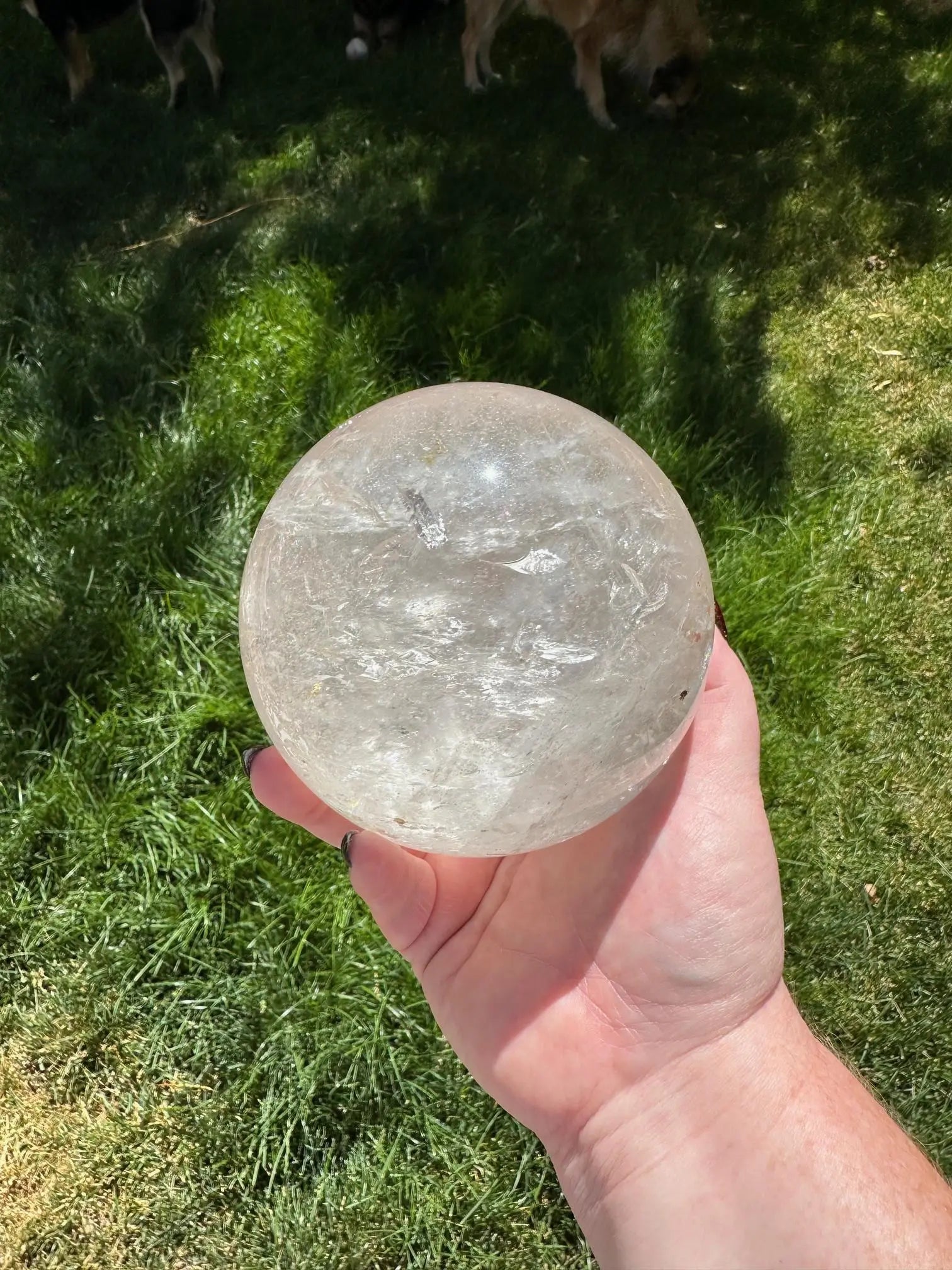 Large Clear Quartz Sphere with Rainbows 4.5 inches Oakriver Crystals