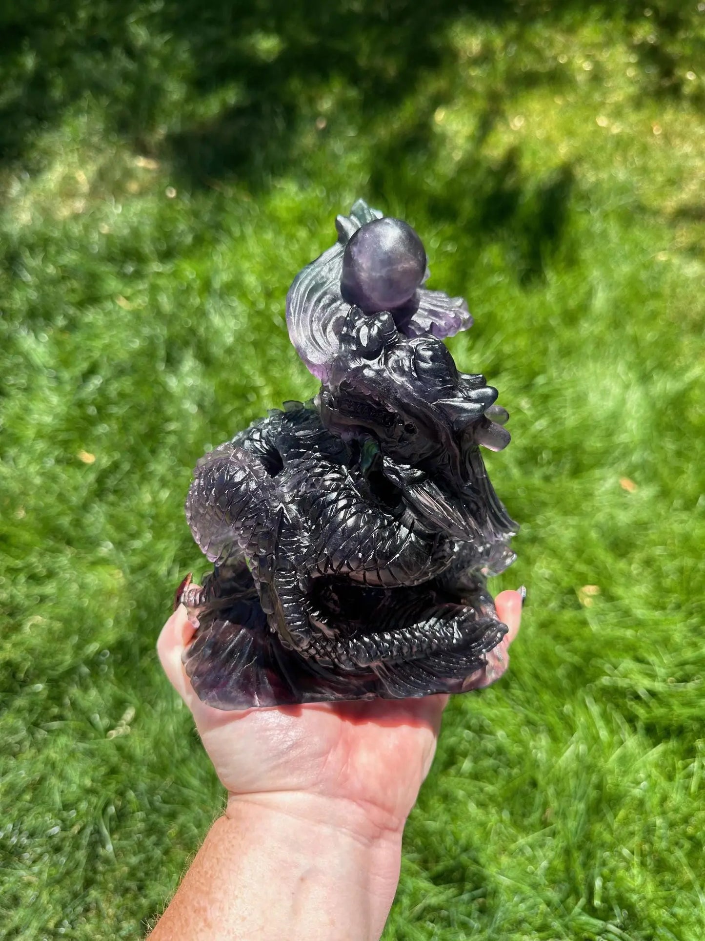 Fluorite Dragon Carving 7 inches tall 5lbs Oakriver Crystals