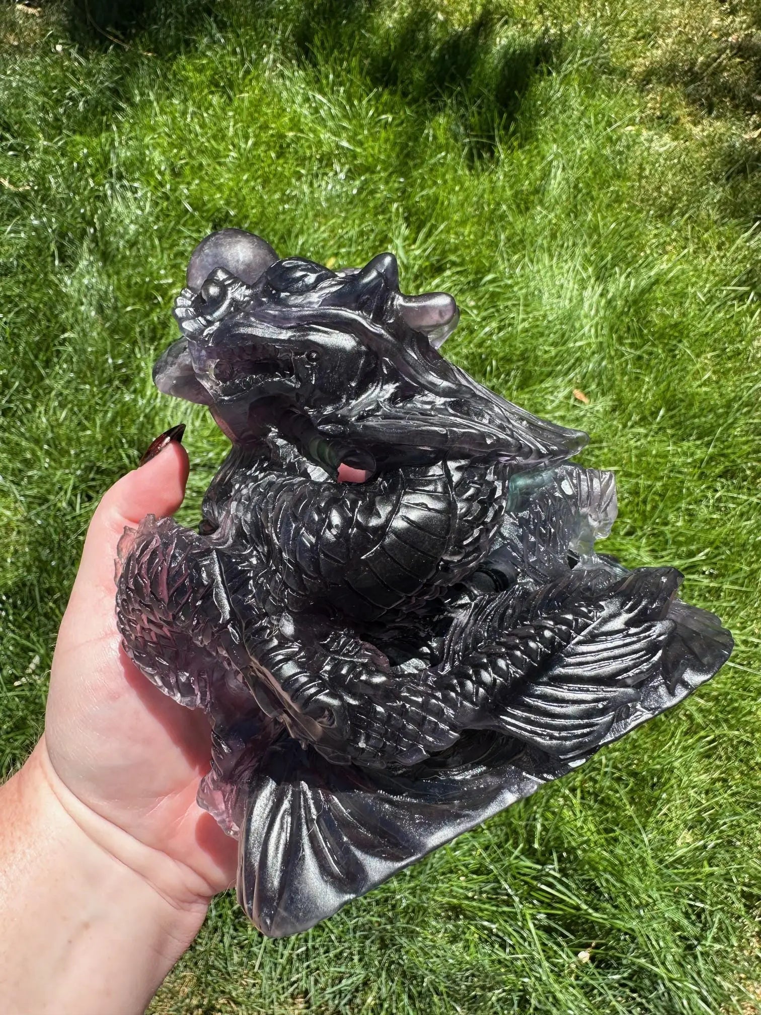 Fluorite Dragon Carving 7 inches tall 5lbs Oakriver Crystals