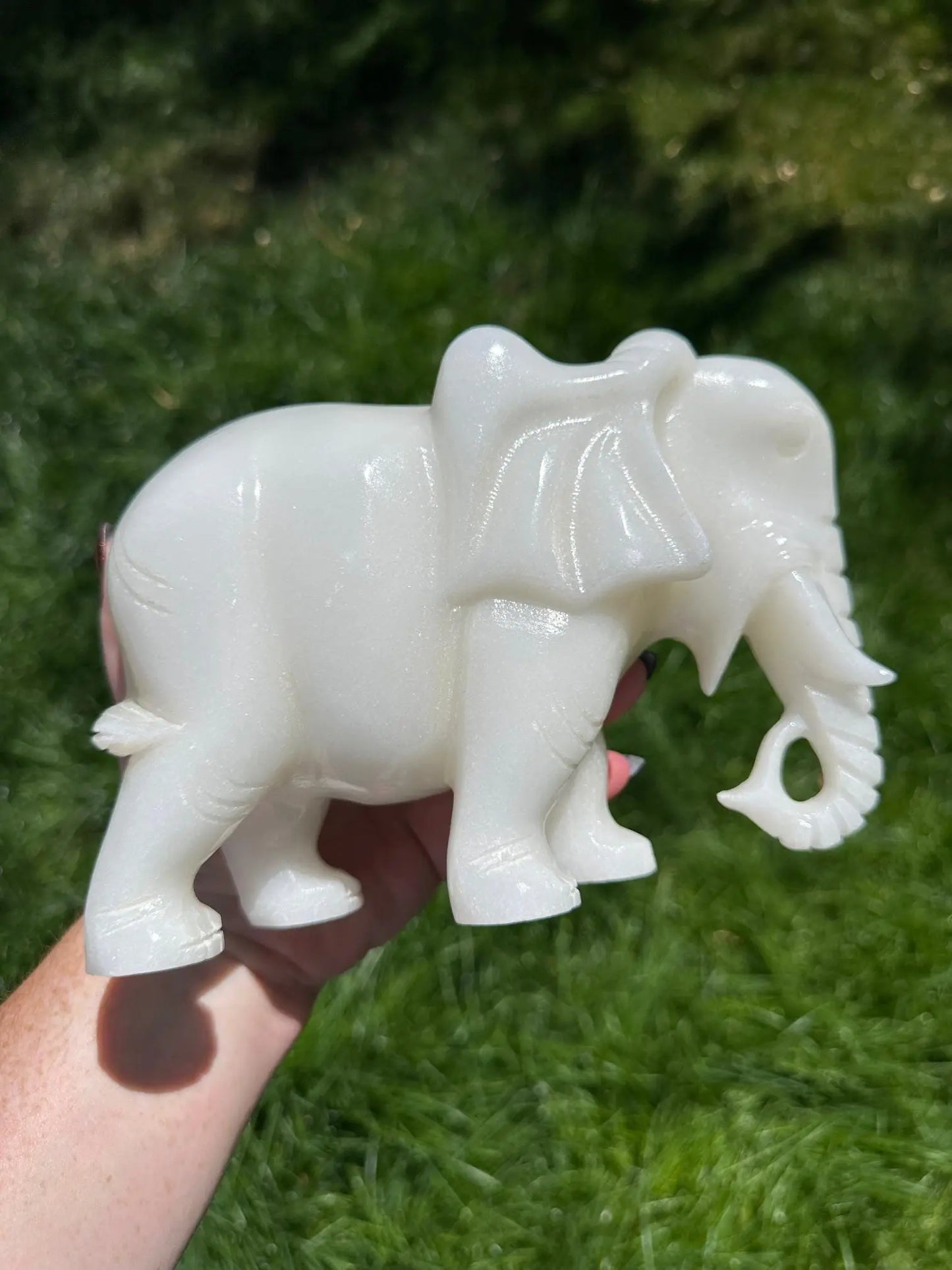 White Jade Elephant 5 inches tall 6lbs Oakriver Crystals