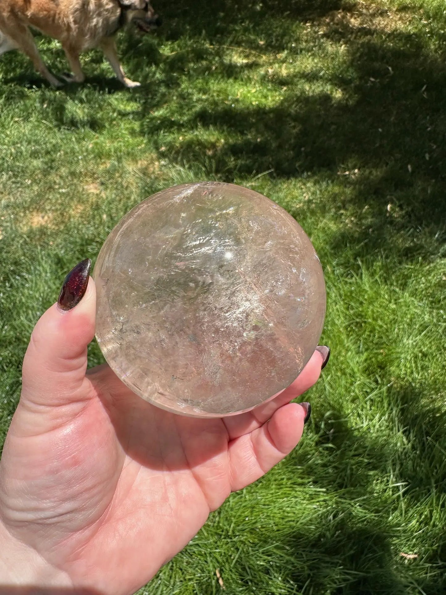 Large Clear Quartz Sphere with Rainbows 3.3 inches Oakriver Crystals