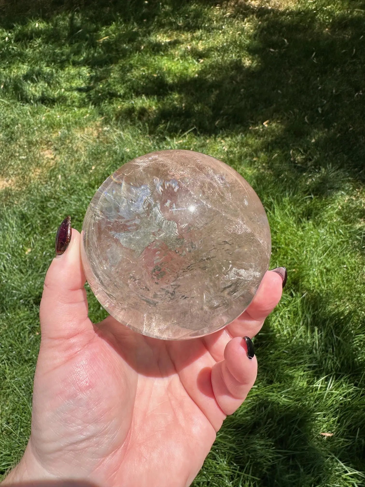 Large Clear Quartz Sphere with Rainbows 3.3 inches Oakriver Crystals