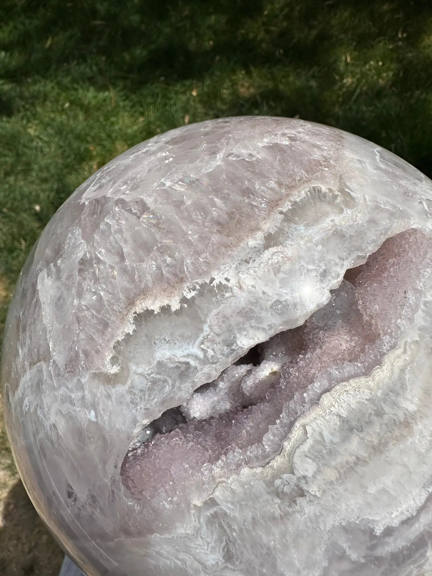 Massive Druzy Agate and Amethyst Sphere 21 lbs Oakriver Crystals