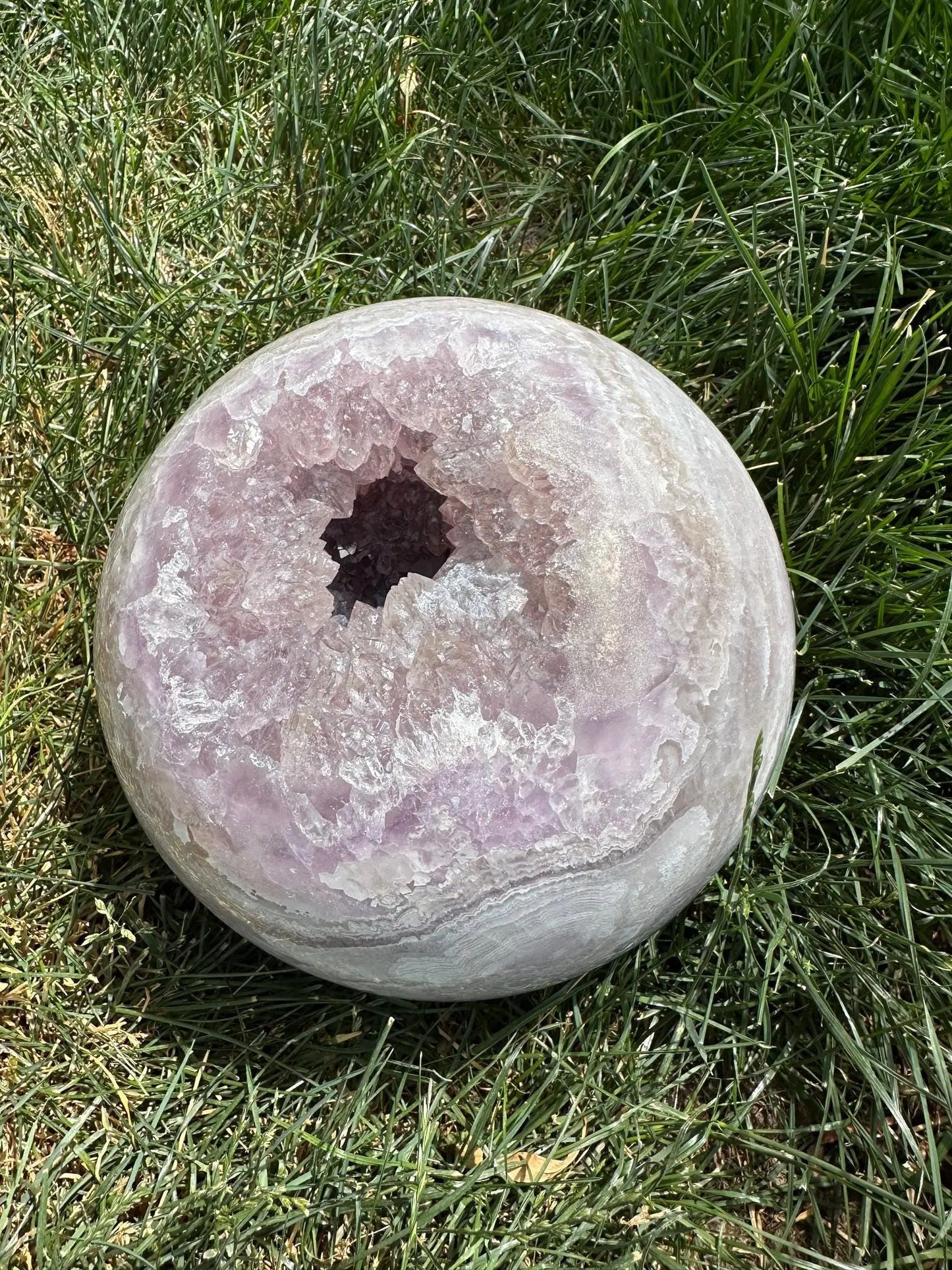 Massive Druzy Agate and Amethyst Sphere 21 lbs Oakriver Crystals