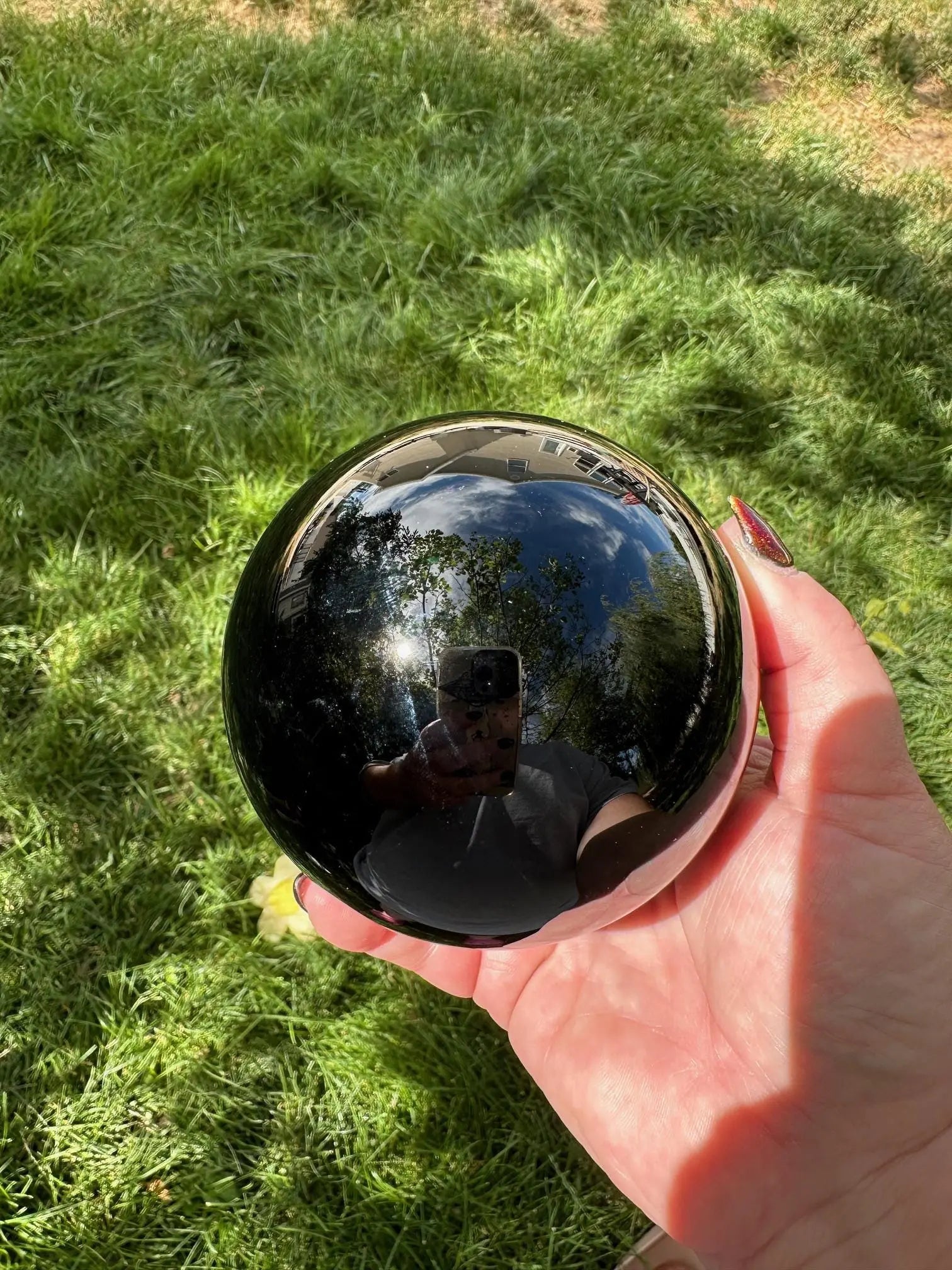 Large Obsidian sphere 2 + lbs Oakriver Crystals