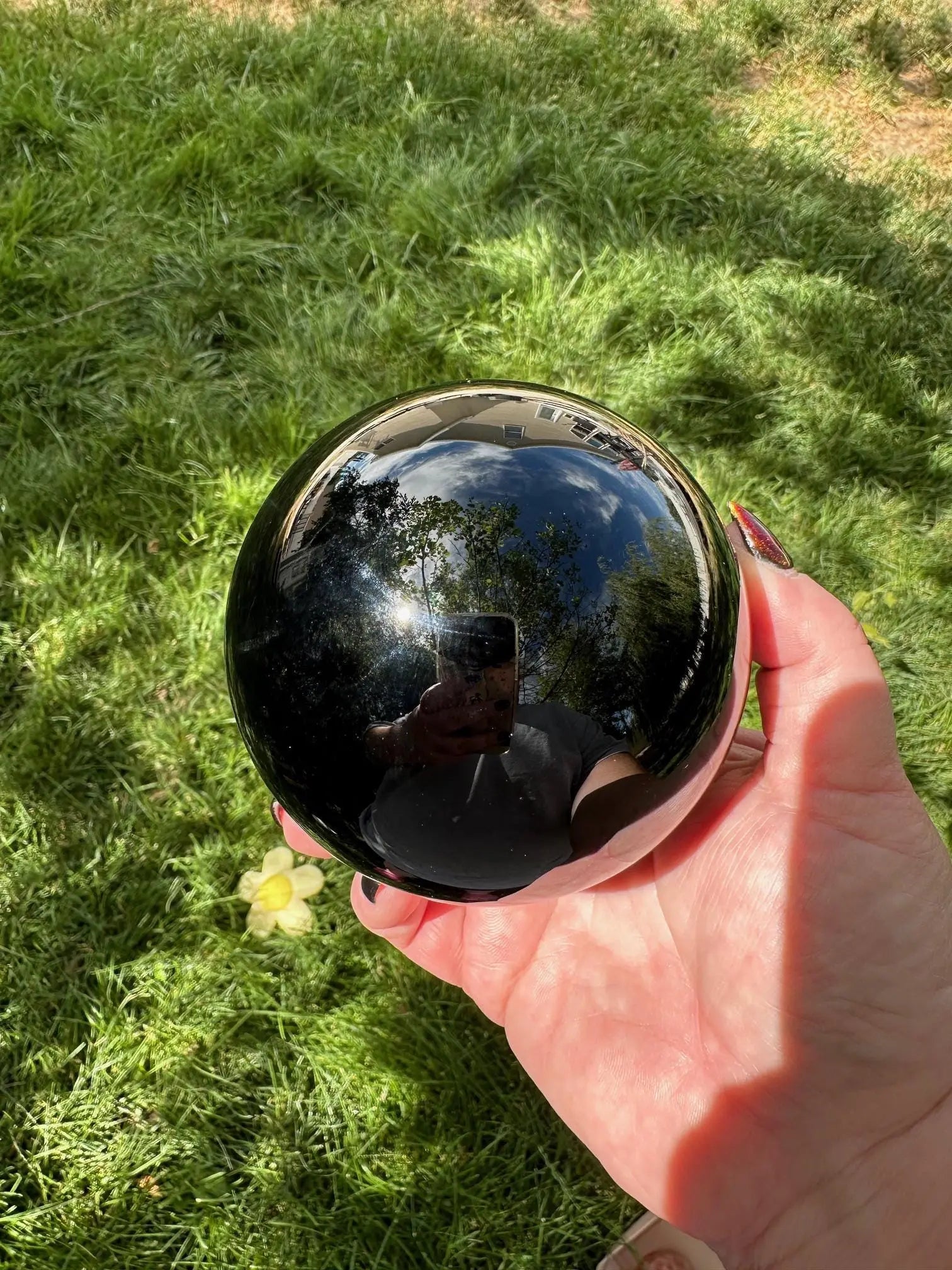 Large Obsidian sphere 2 + lbs Oakriver Crystals