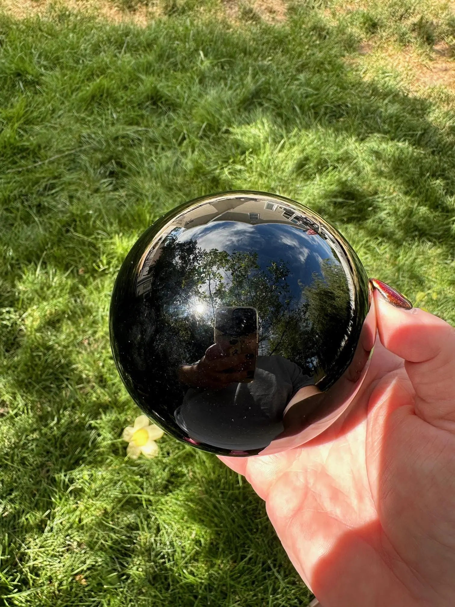 Large Obsidian sphere 2 + lbs Oakriver Crystals