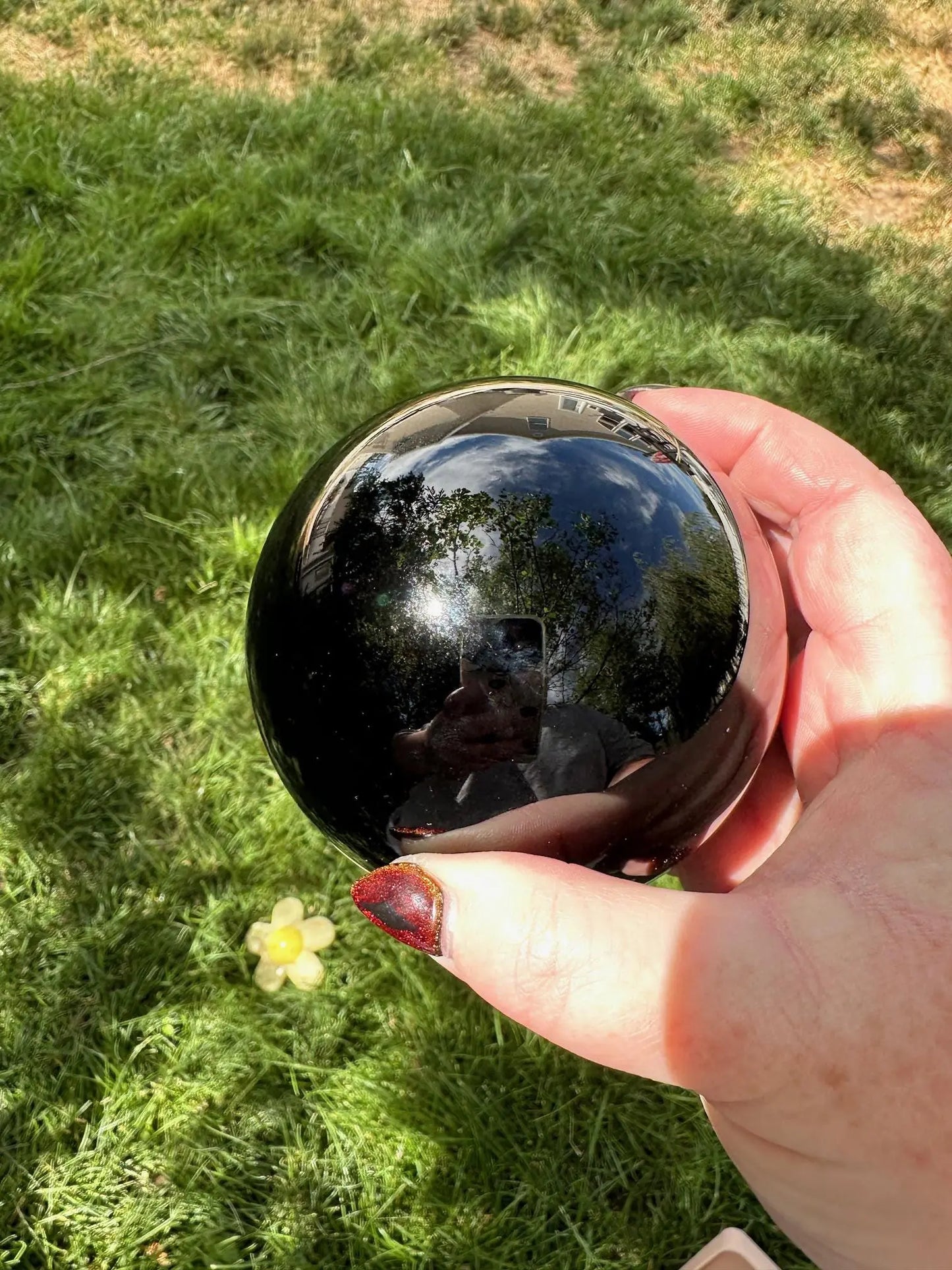 Large Obsidian sphere 2 + lbs Oakriver Crystals