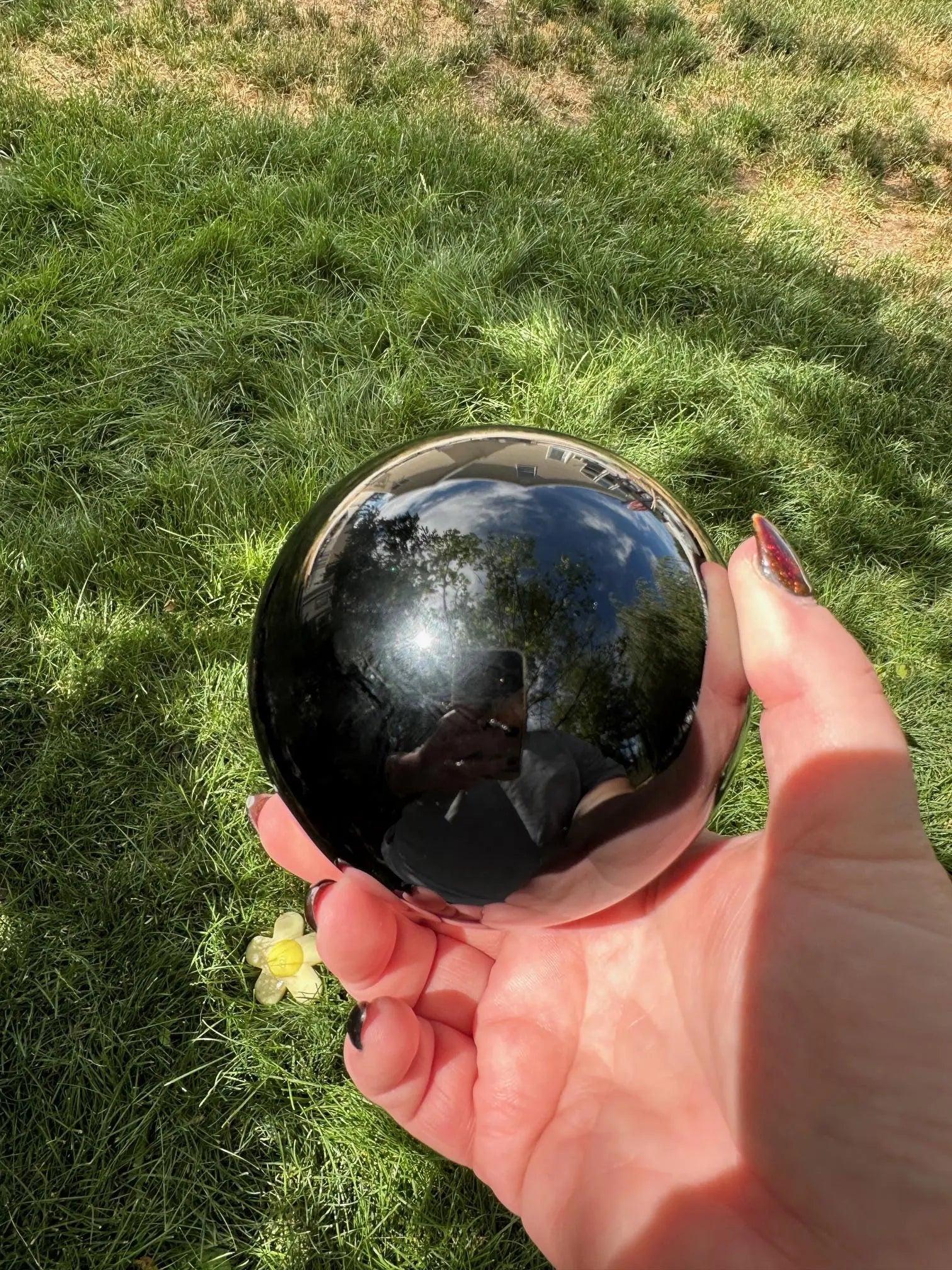 Large Obsidian sphere 2 + lbs Oakriver Crystals