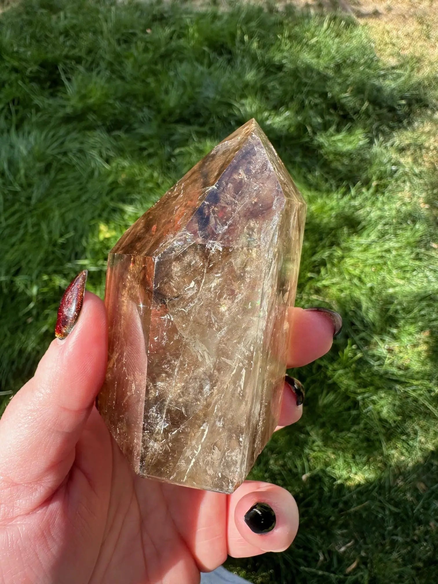 Smoky Elestial Quartz With Rainbows OakrivercrystalsCo