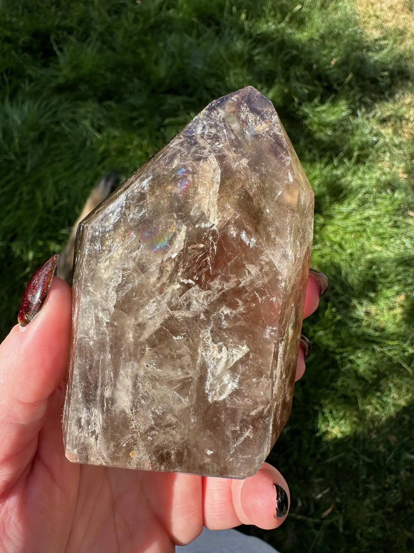 Smoky Elestial Quartz With Rainbows OakrivercrystalsCo