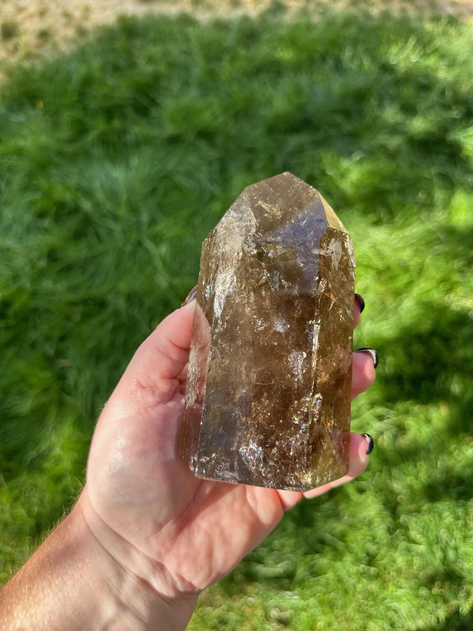 Smoky Quartz Brazilian Tower with Rainbows OakrivercrystalsCo