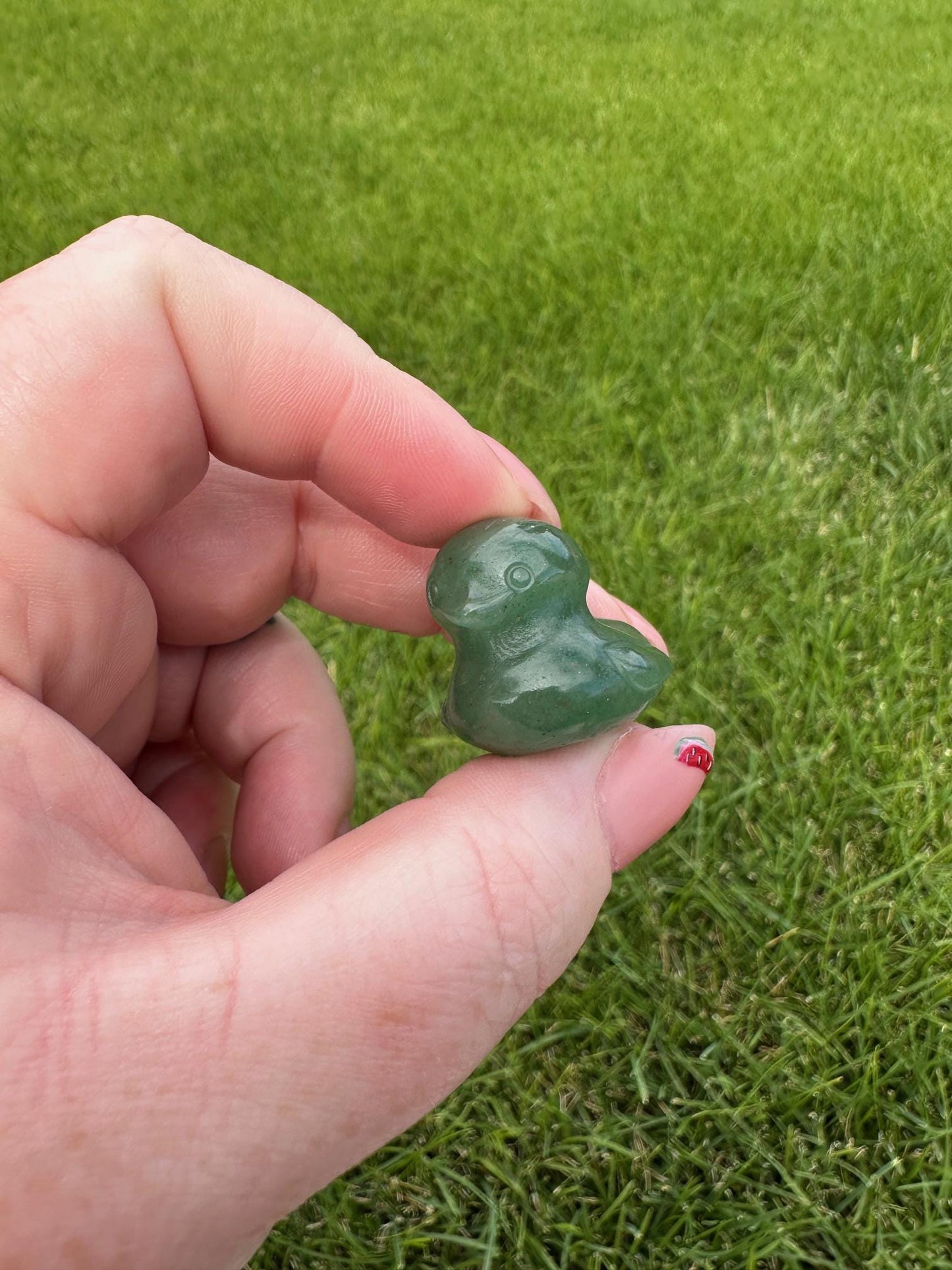 Tiny 2cm Crystal Duck Carvings – Rose Q, Green Aventurine, Silver Sheen Obsidian, Orange Calcite, Opalite, Obsidian, Tiger's Eye, Fluorite