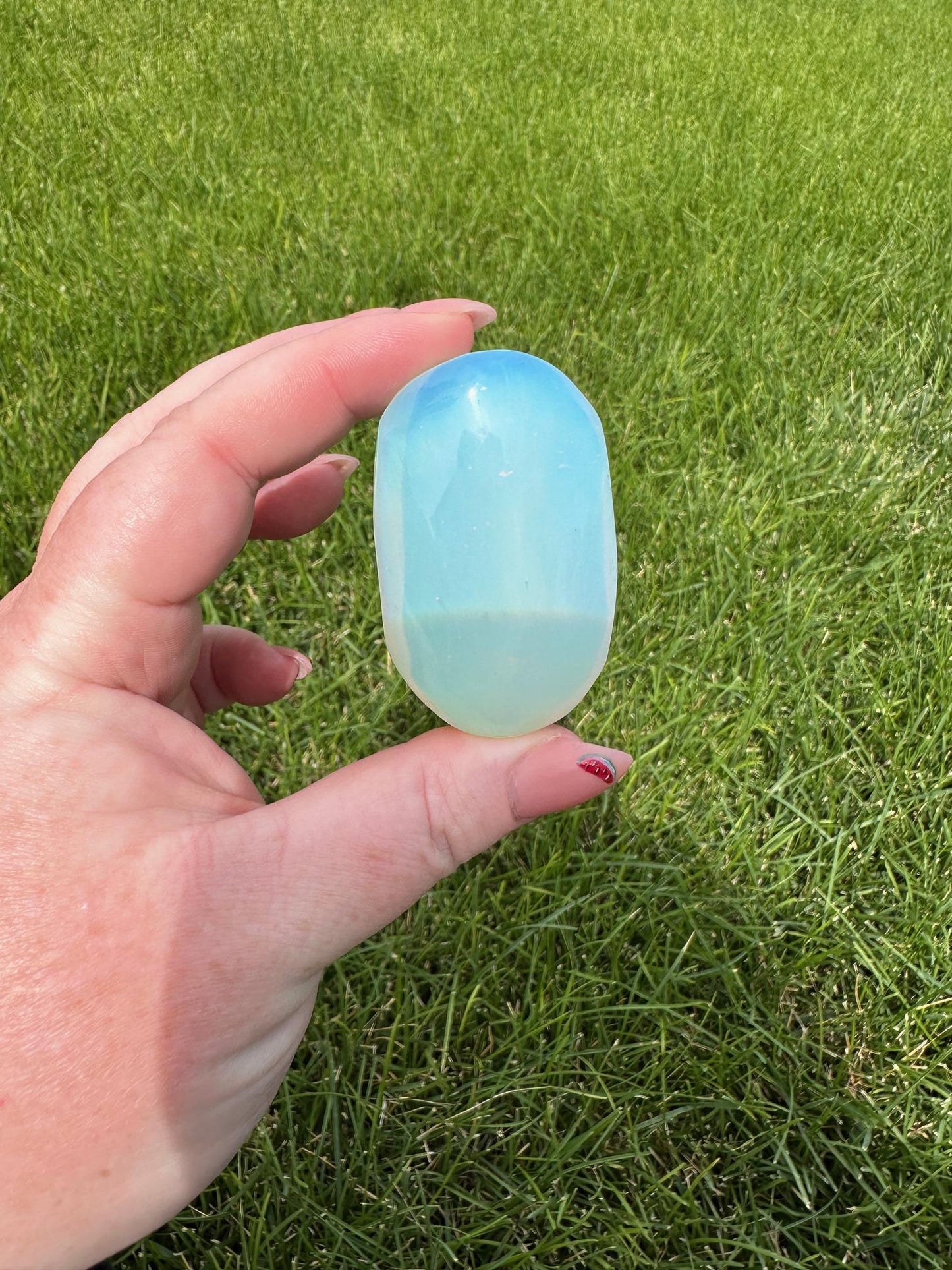 Opalite Palm Stone – 3 oz, 2 Inches Long – Calming and Healing Crystal