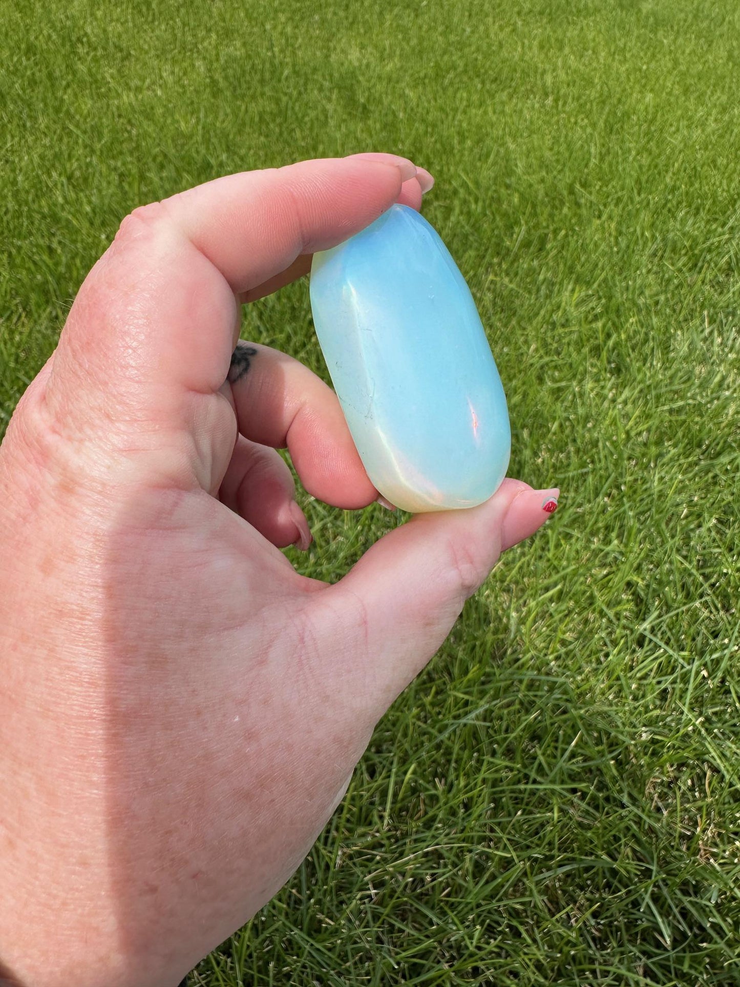 Opalite Palm Stone – 3 oz, 2 Inches Long – Calming and Healing Crystal