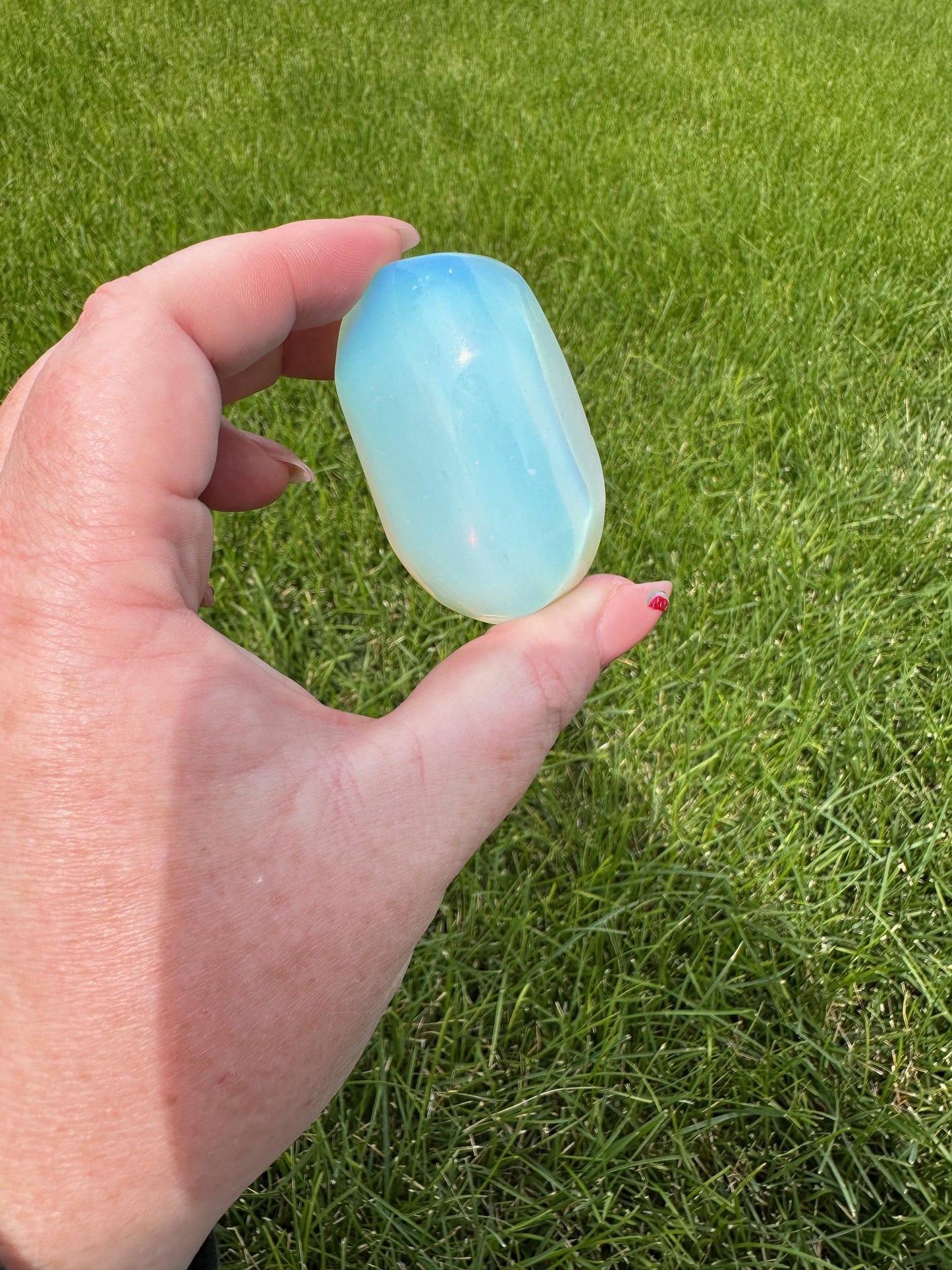 Opalite Palm Stone – 3 oz, 2 Inches Long – Calming and Healing Crystal