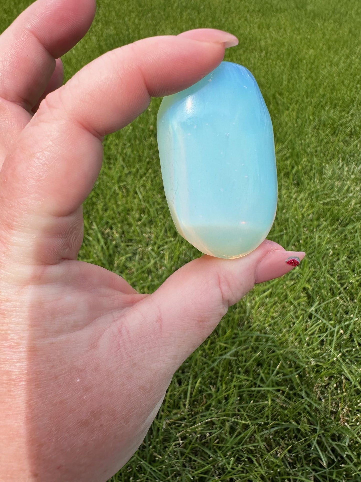 Opalite Palm Stone – 3 oz, 2 Inches Long – Calming and Healing Crystal