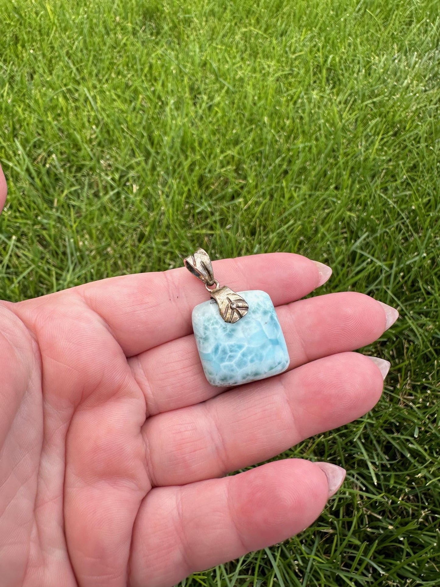 Larimar Crystal Pendant – 17mm – Tranquil and Healing Gemstone