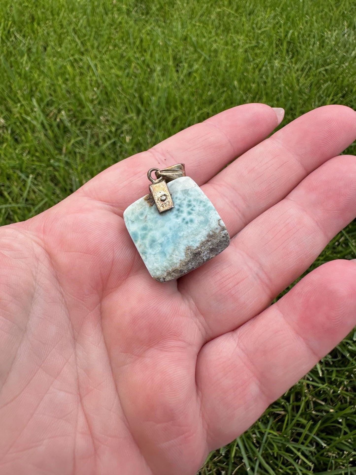 Larimar Crystal Pendant – 17mm – Tranquil and Healing Gemstone