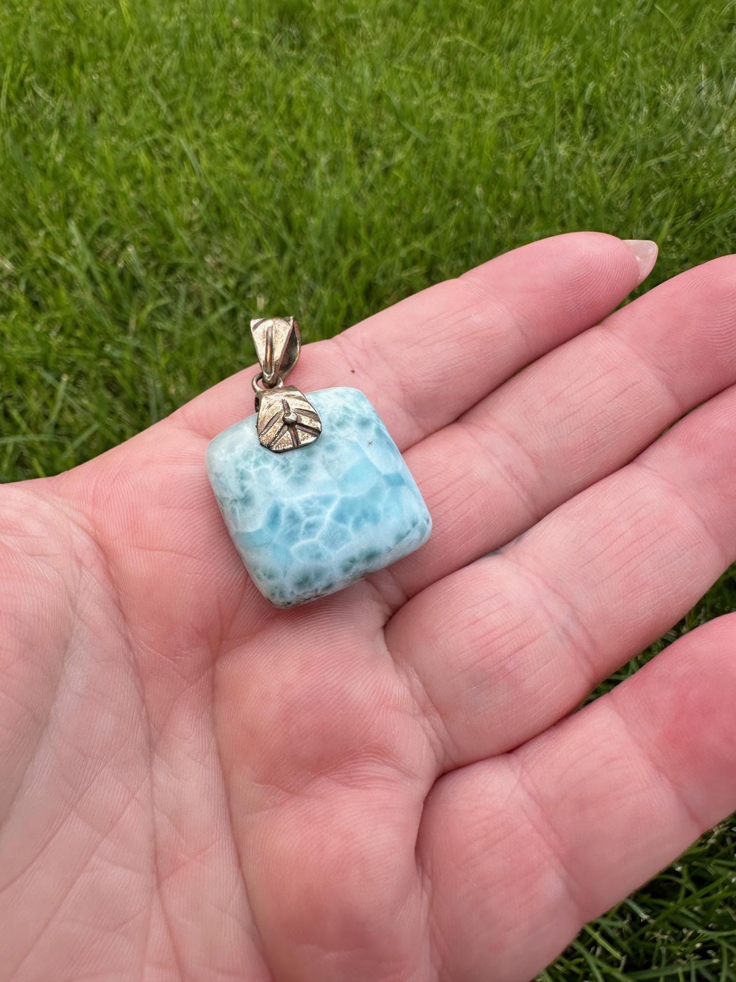 Larimar Crystal Pendant – 17mm – Tranquil and Healing Gemstone