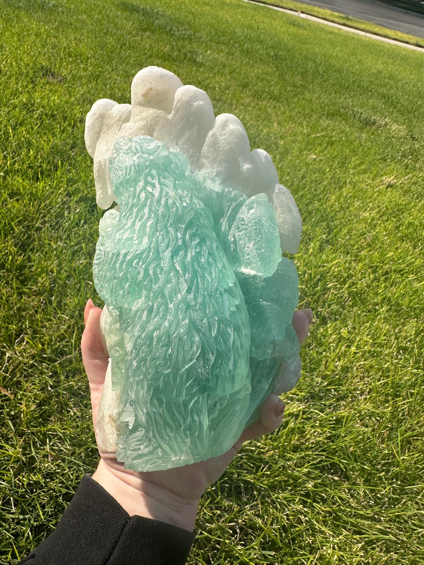 Druzy Fluorite and Calcite Hand Carved Crystal Bear 7+ LBS