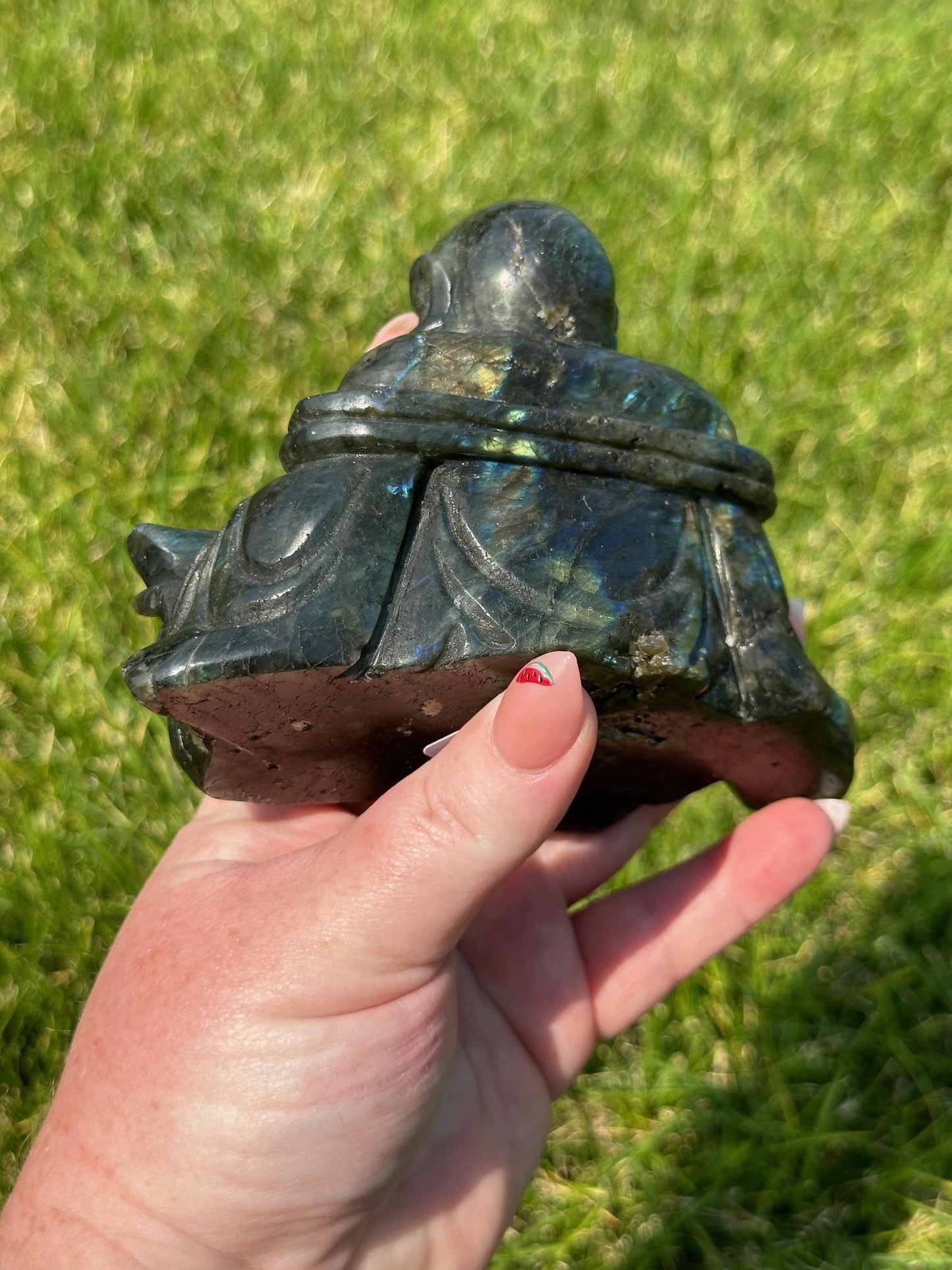 Labradorite Buddha Carving – 1 lb 8 oz – 3 Inches Tall – Spiritual Healing Crystal