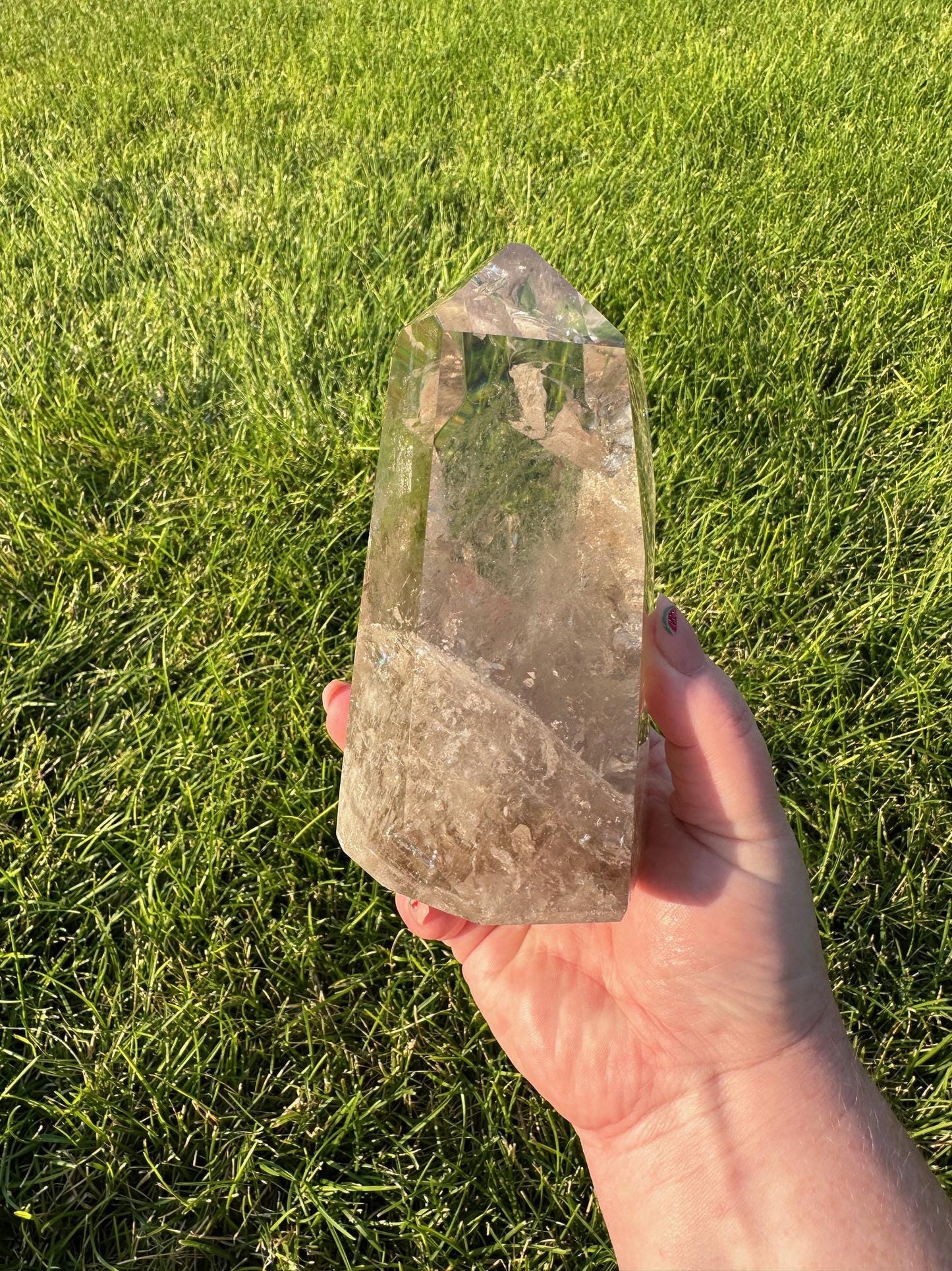 Smoky Quartz Tower with Rainbows - 6.5 Inches Tall, 2lbs 6oz