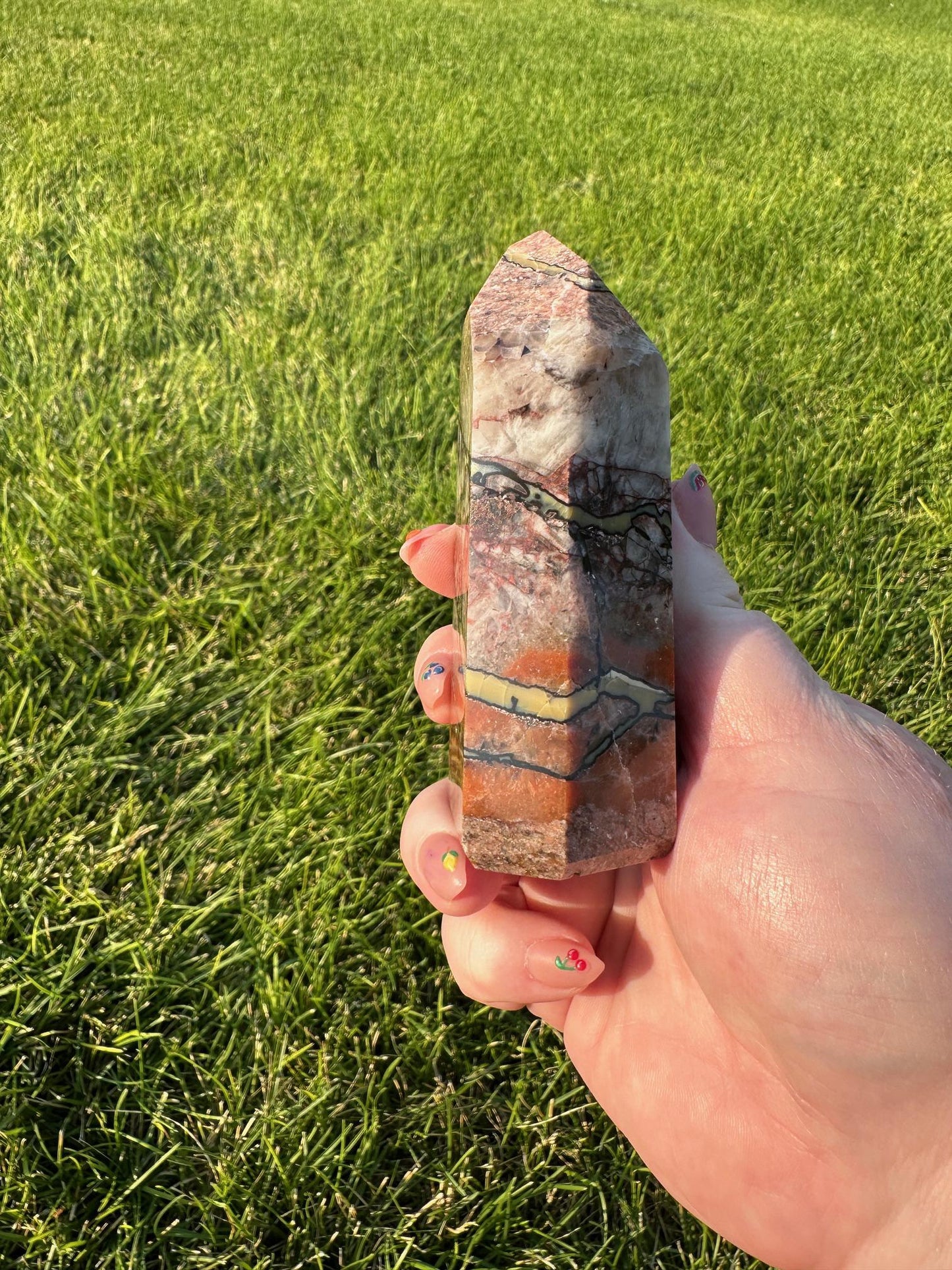 Mosaic Quartz Tower - 3.9 Inches Tall, 12oz