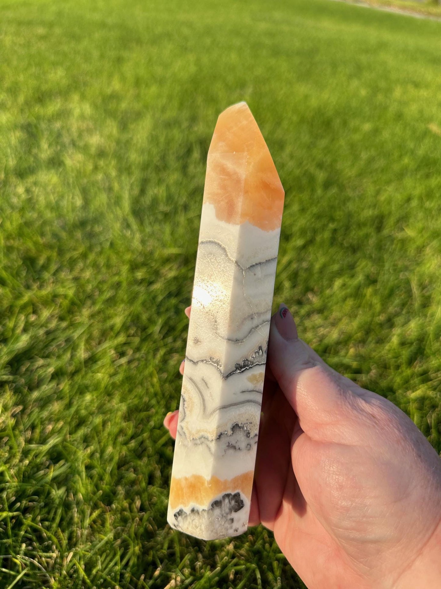 Orange Calcite Tower - 7 Inches Tall, 1lb 5oz