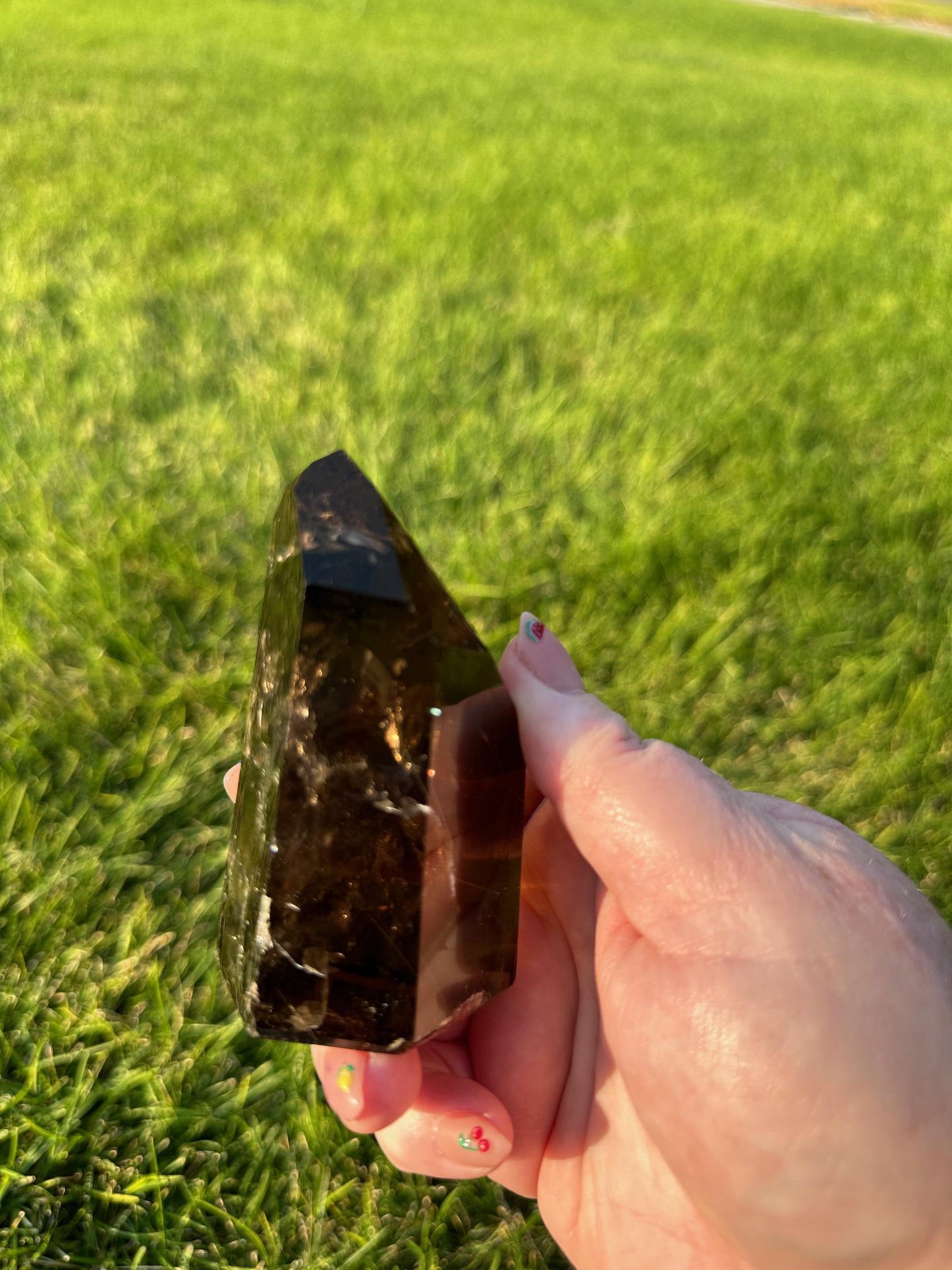 Dark Smoky Rutilated Quartz Tower - 3.5 Inches Tall, 10 oz