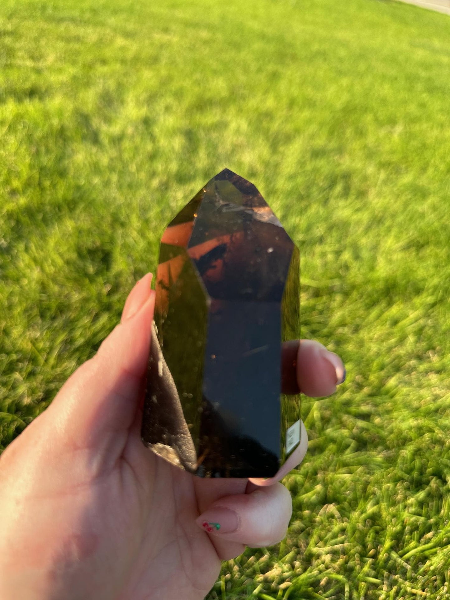 Dark Smoky Rutilated Quartz Tower - 3.5 Inches Tall, 10 oz