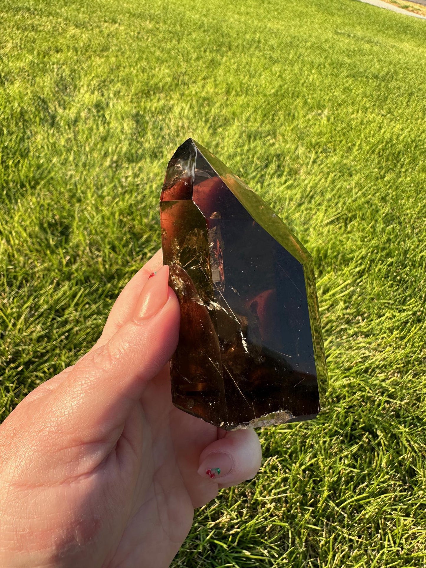 Dark Smoky Rutilated Quartz Tower - 3.5 Inches Tall, 10 oz