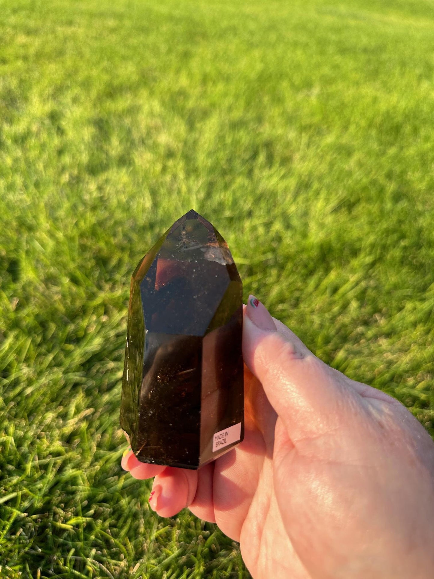 Dark Smoky Rutilated Quartz Tower - 3.5 Inches Tall, 10 oz