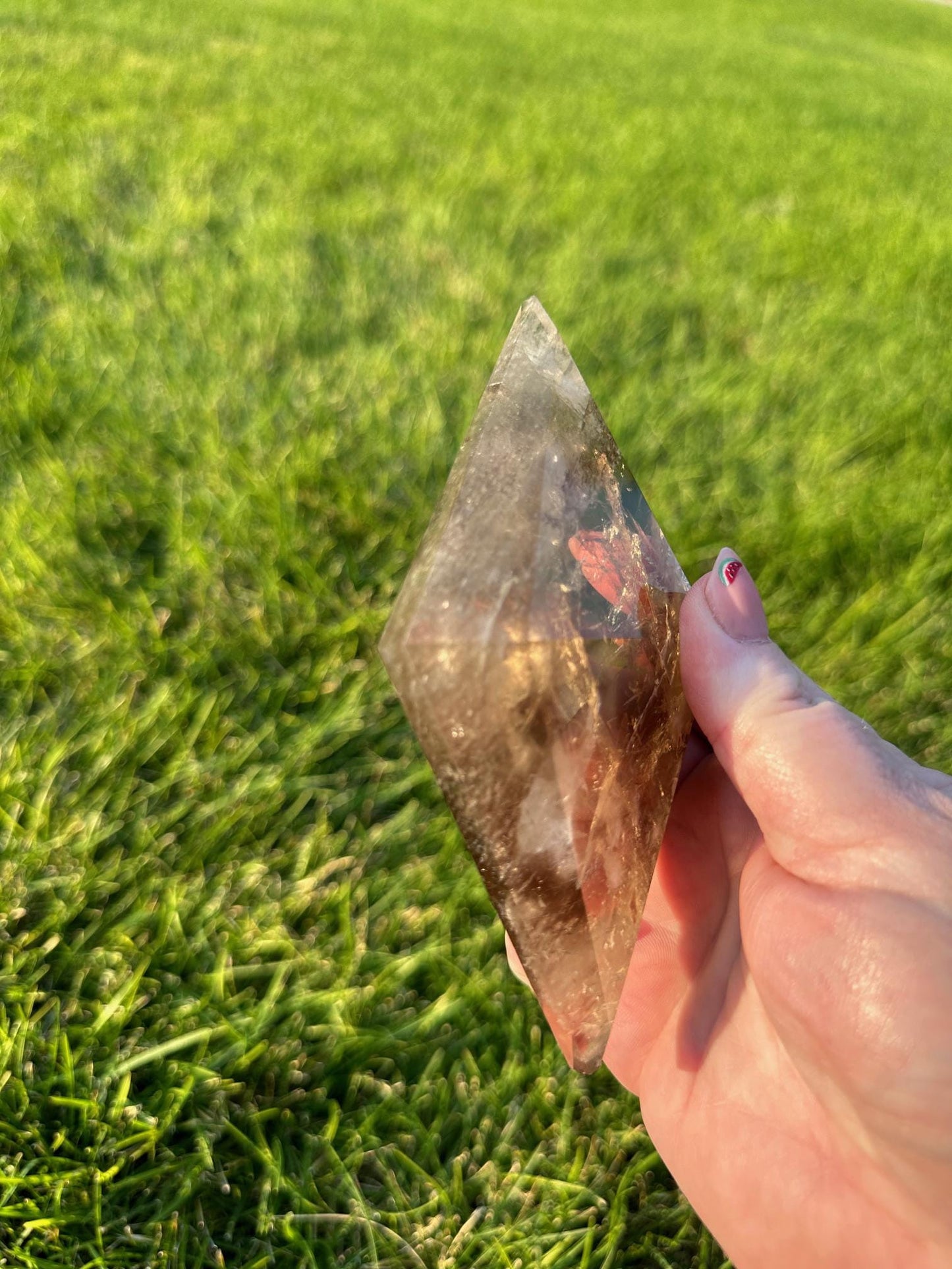 Smoky Quartz Diamond Crystal with Display Stand