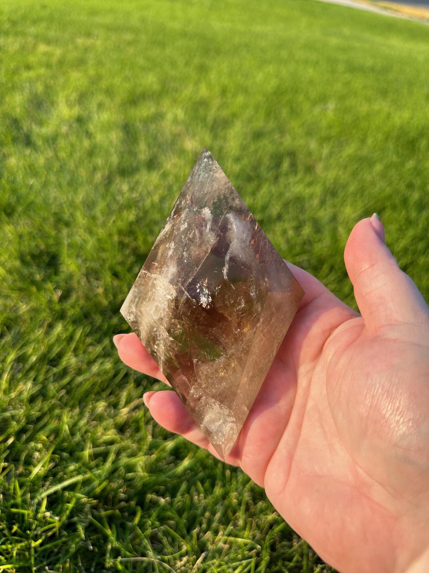 Smoky Quartz Diamond Crystal with Display Stand