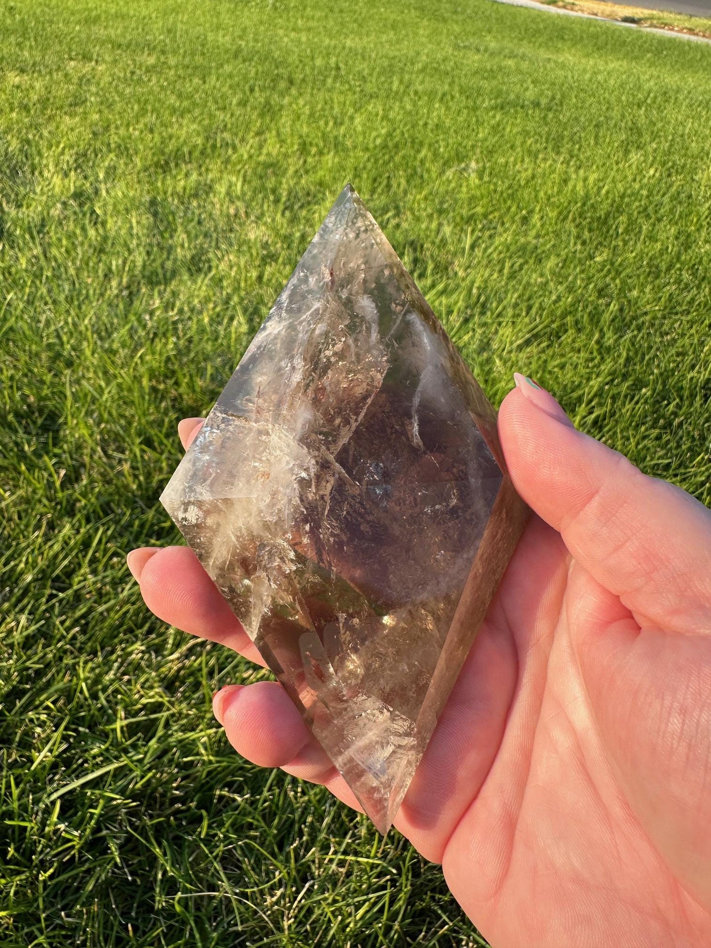 Smoky Quartz Diamond Crystal with Display Stand