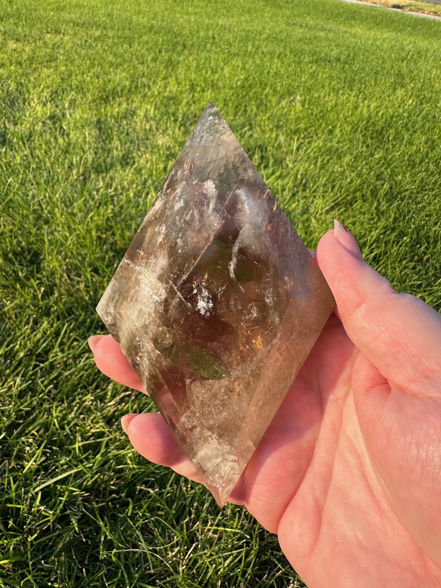 Smoky Quartz Diamond Crystal with Display Stand